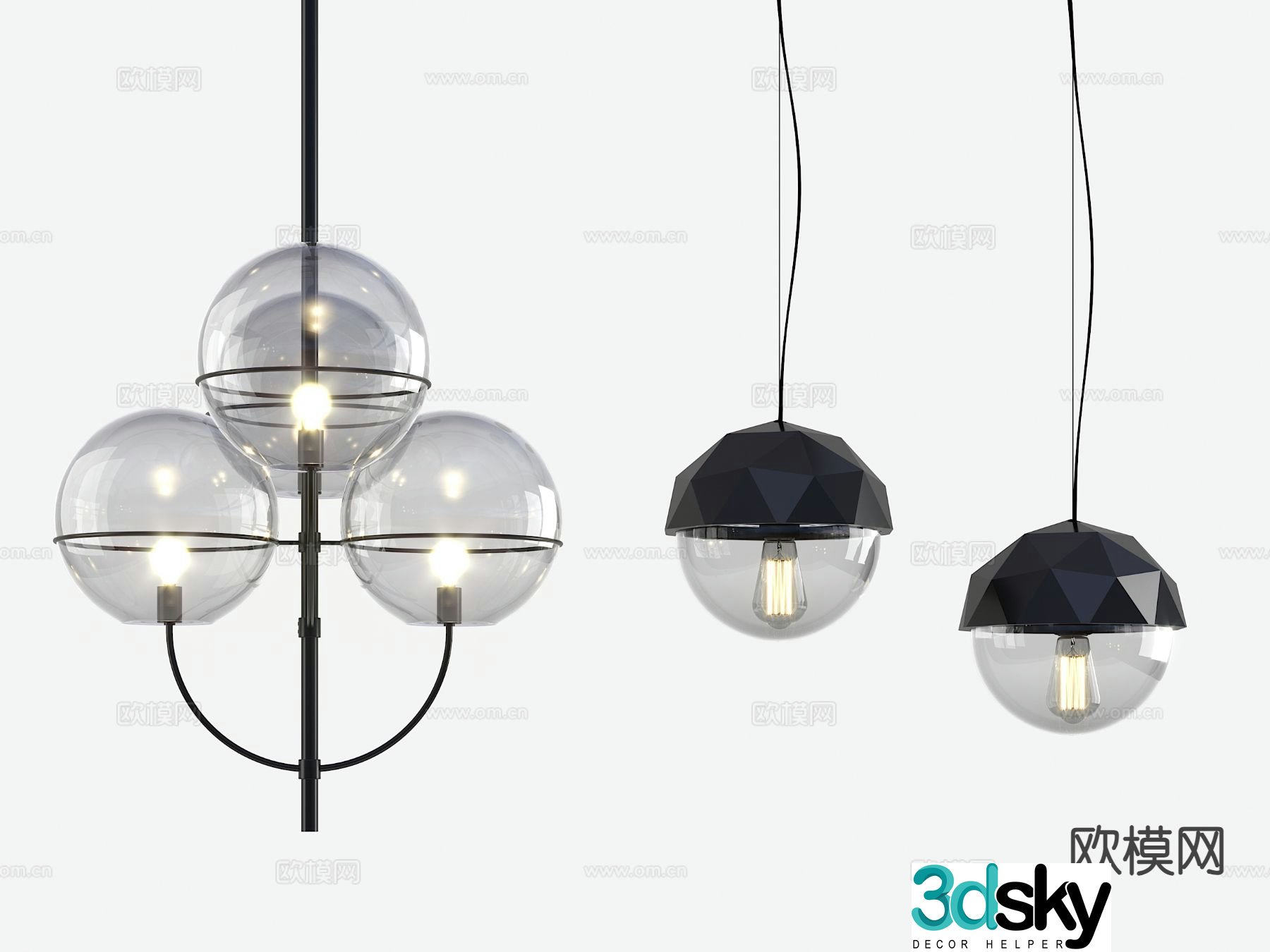 Modern glass chandelier spherical chandelier 3d model