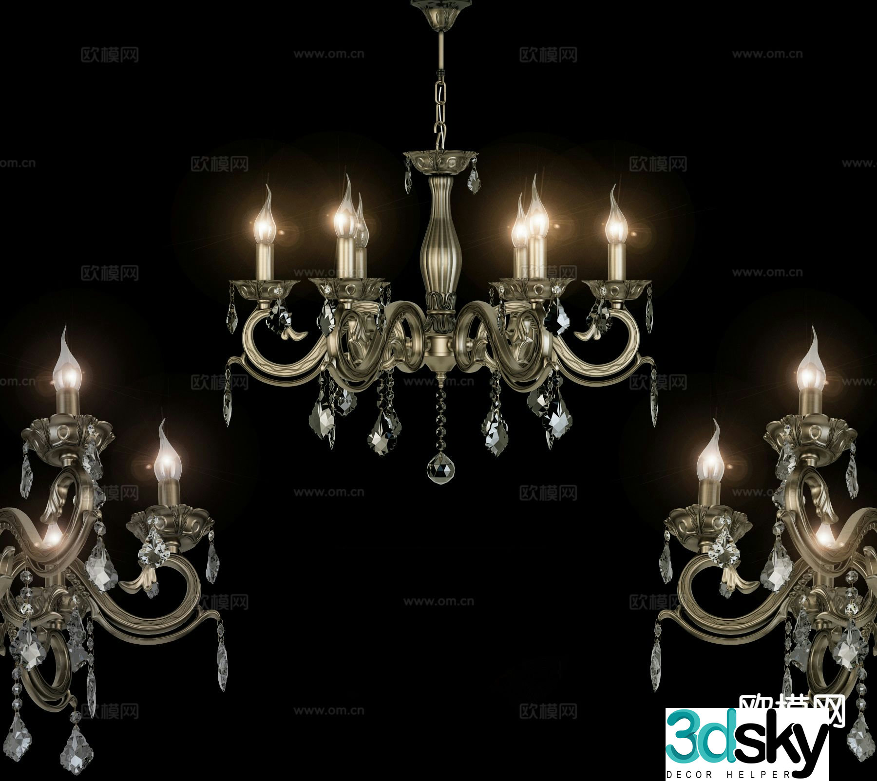 European style chandelier candlestick chandelier 3d model