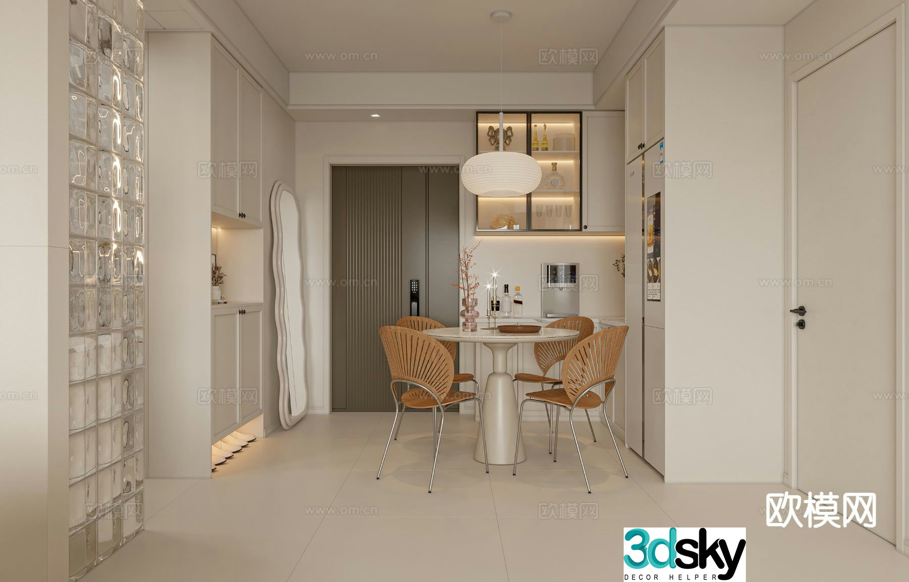 Cream style restaurant 3d model