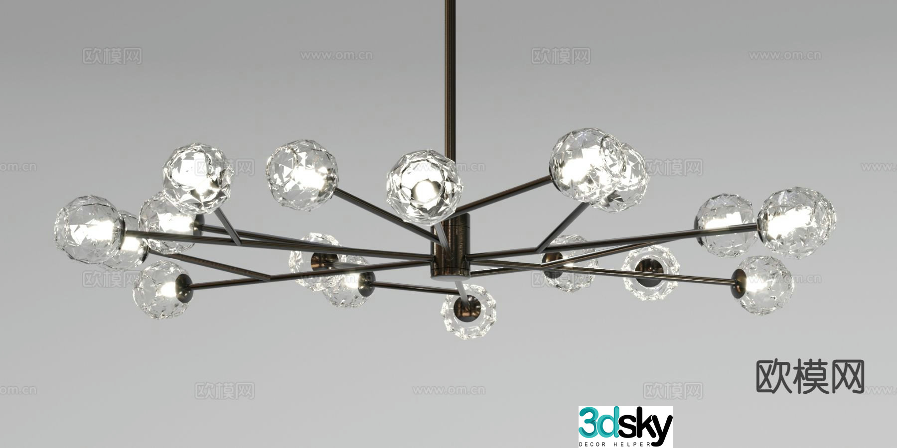 Modern glass chandelier 3d model