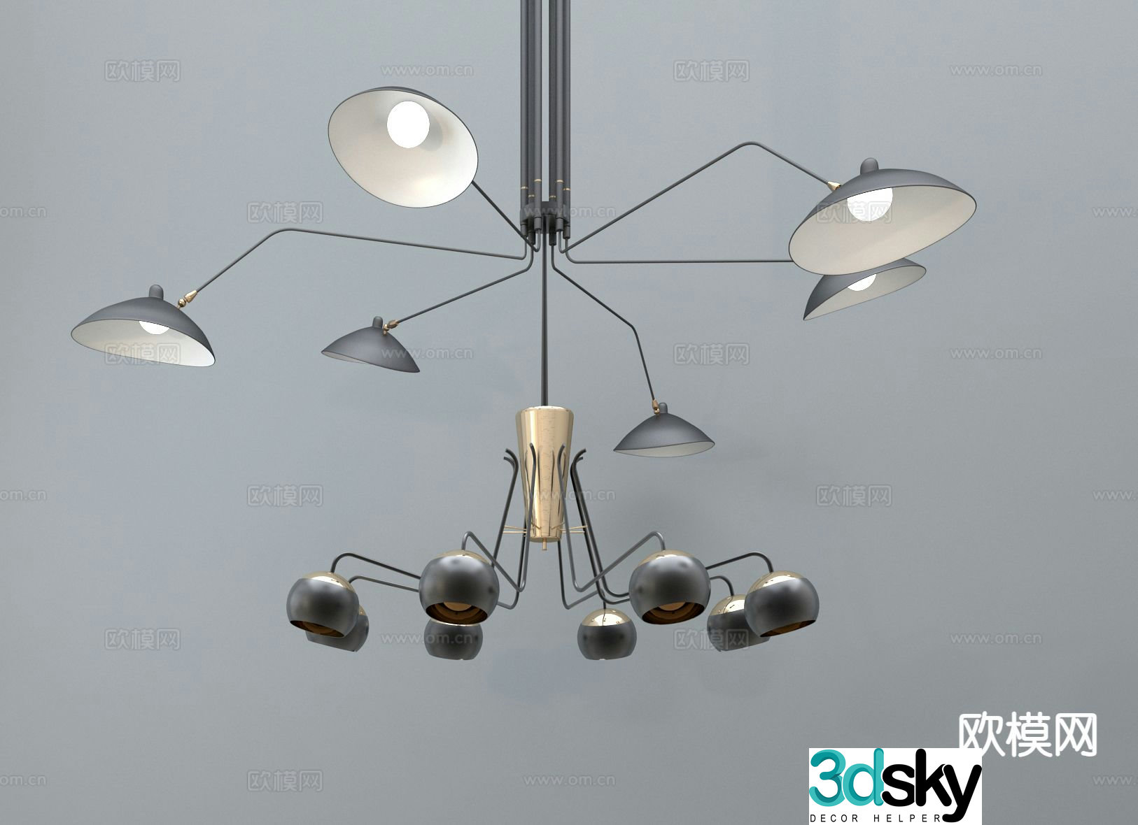 Modern chandelier multi-head chandelier 3d model