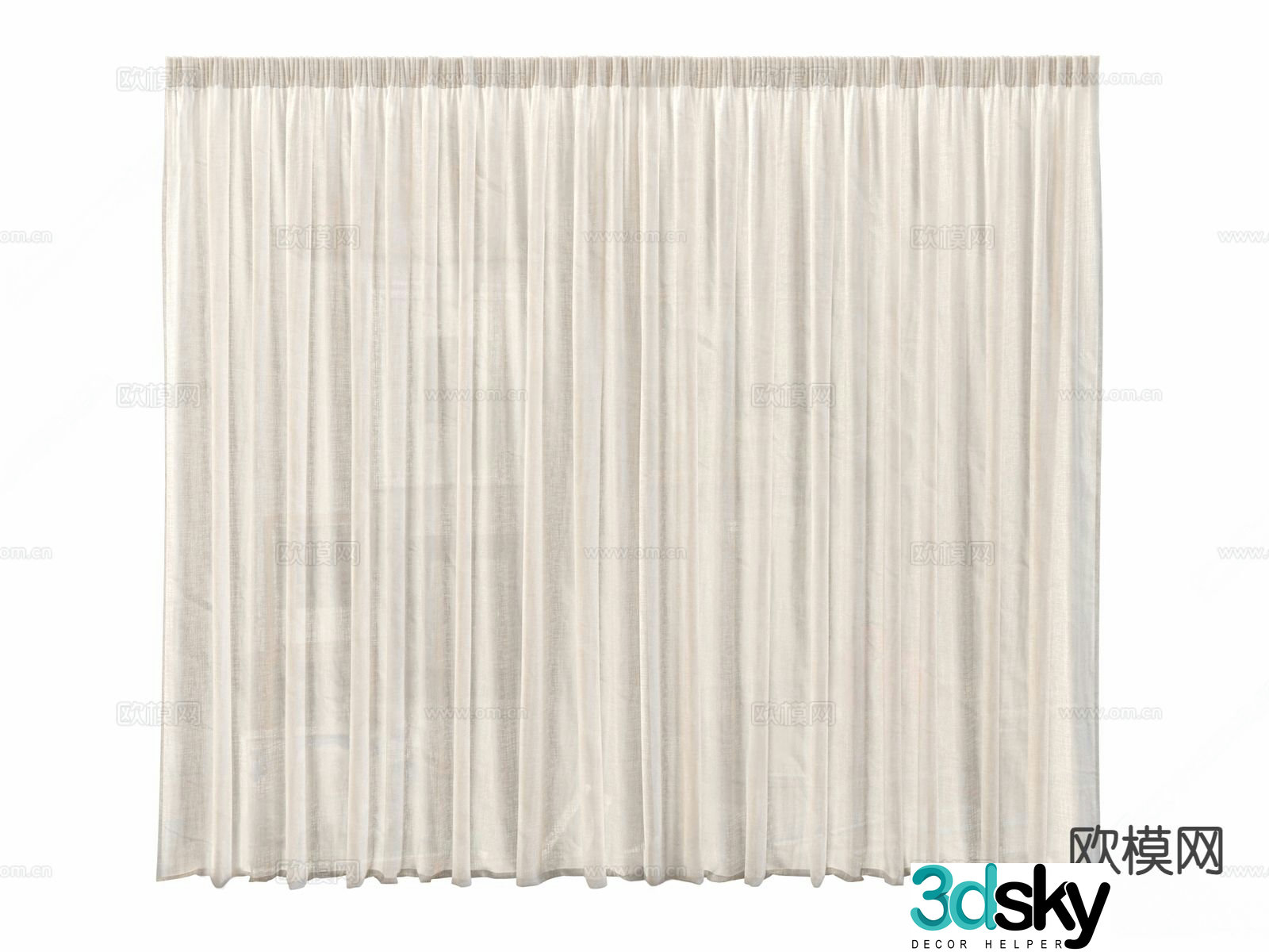 Modern curtain gauze curtain plain gauze curtain 3d model