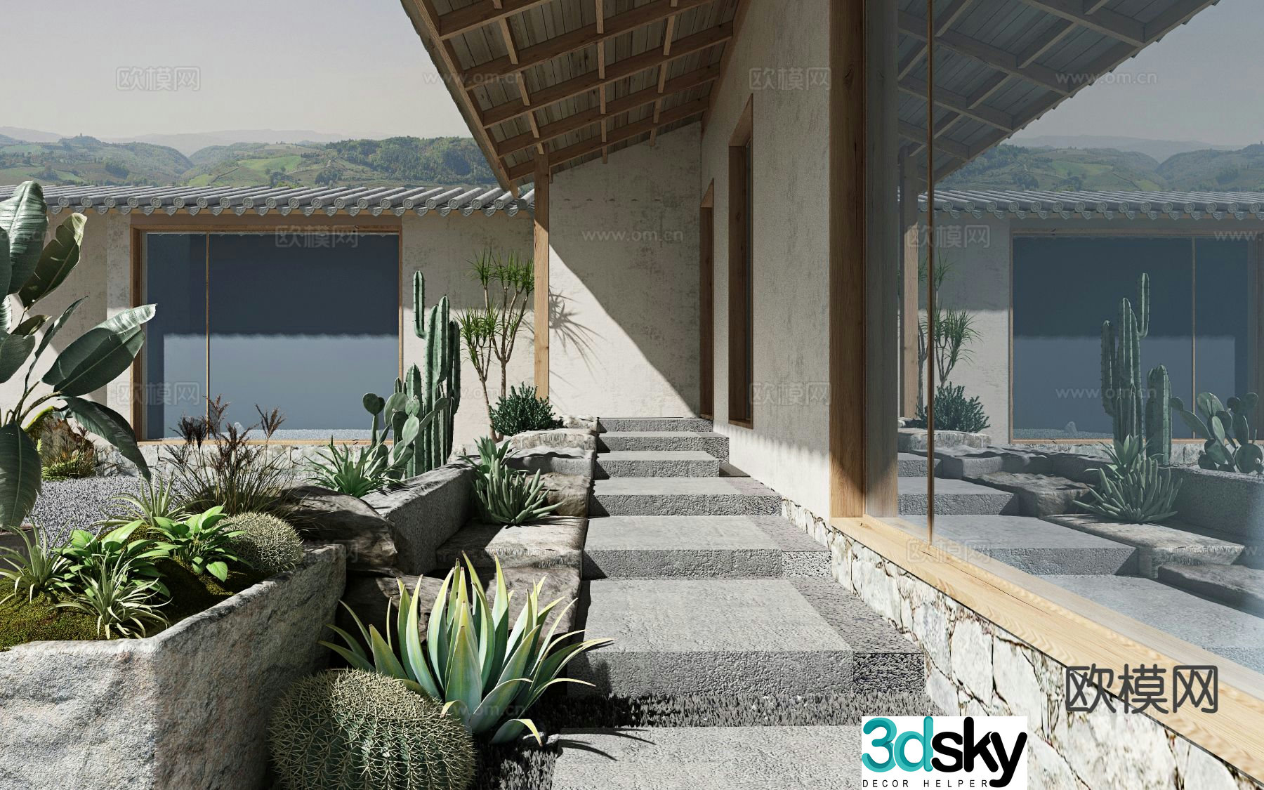 B&B courtyard corridor 3D model