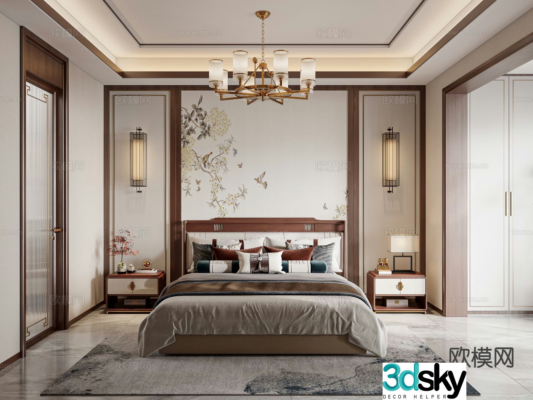 New Chinese style bedroom master bedroom 3d model