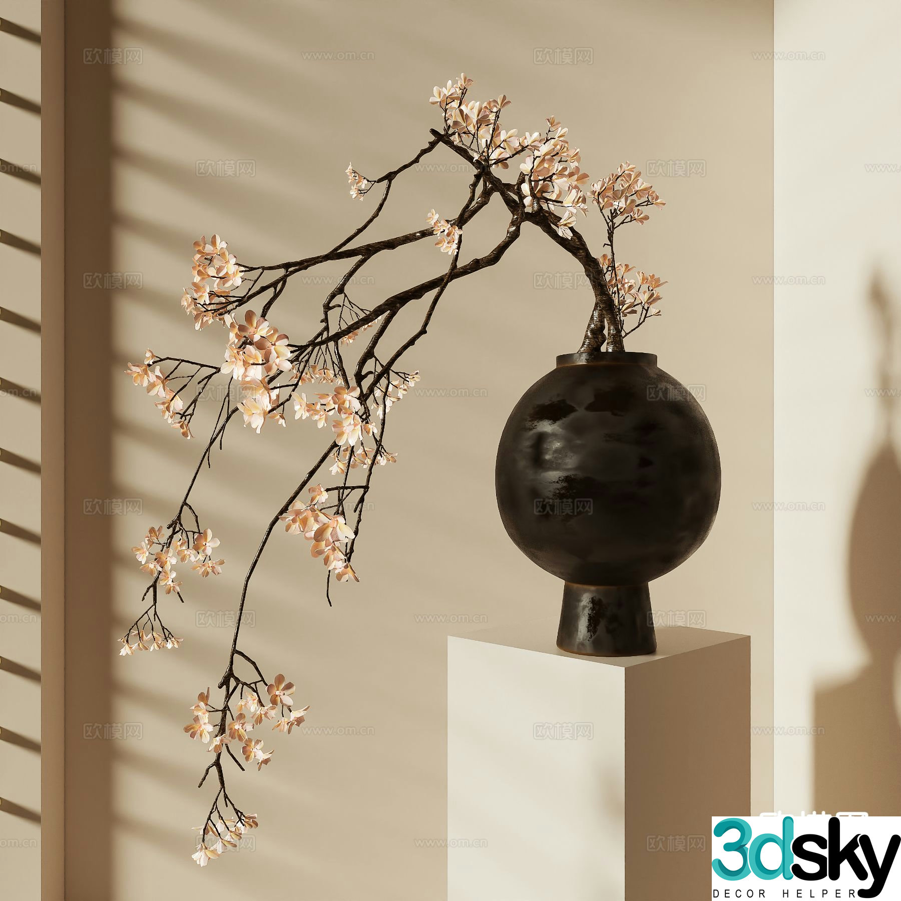 New Chinese style dead branch vase clay pot 3D model