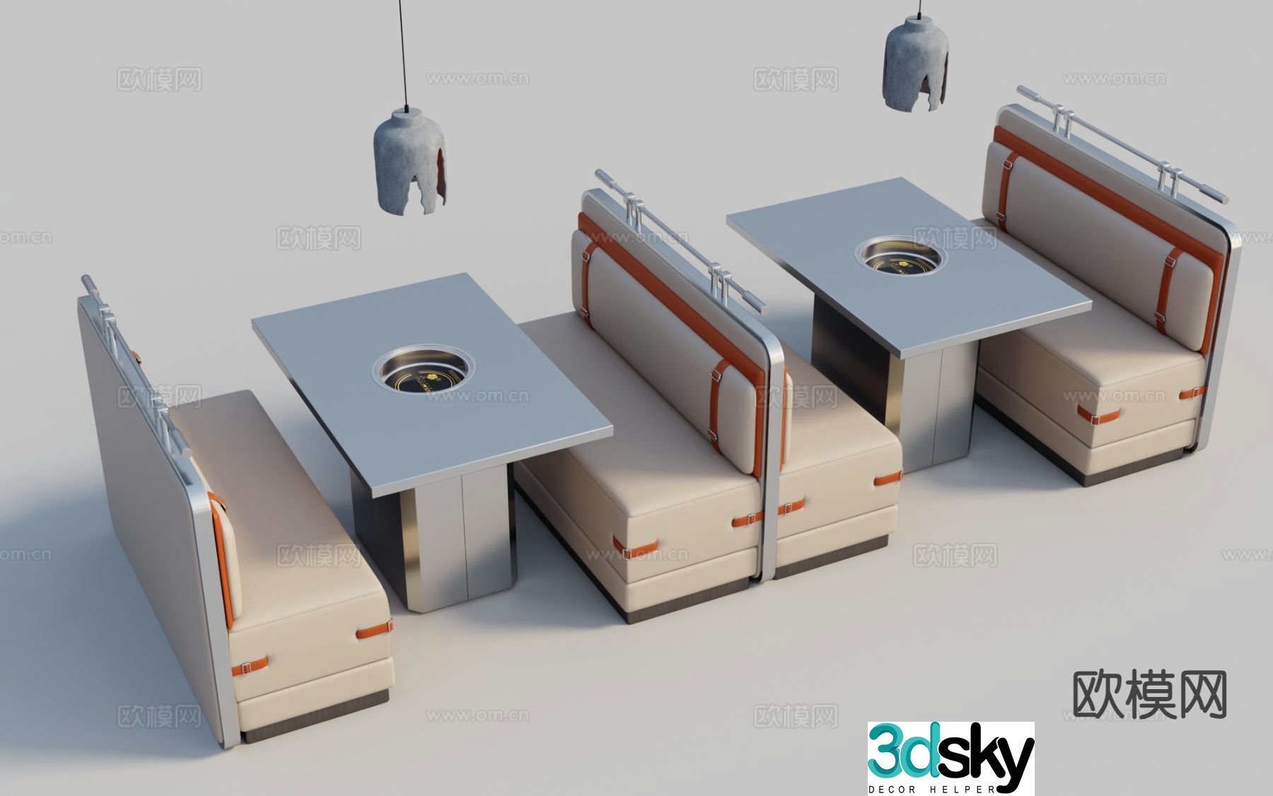Card seat partition seat group hot pot restaurant card seat 3d model