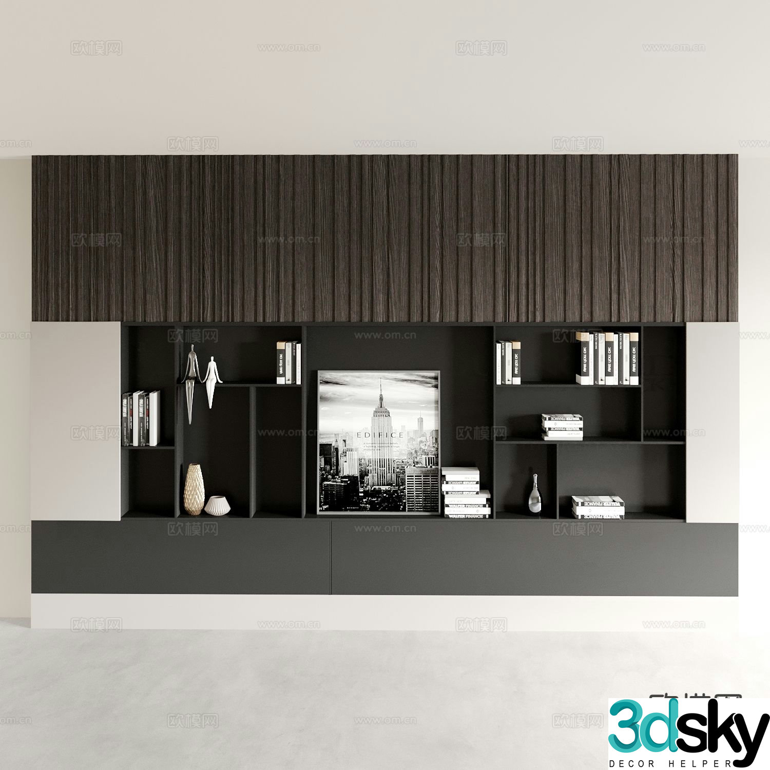 Modern bookcase display cabinet 3d model
