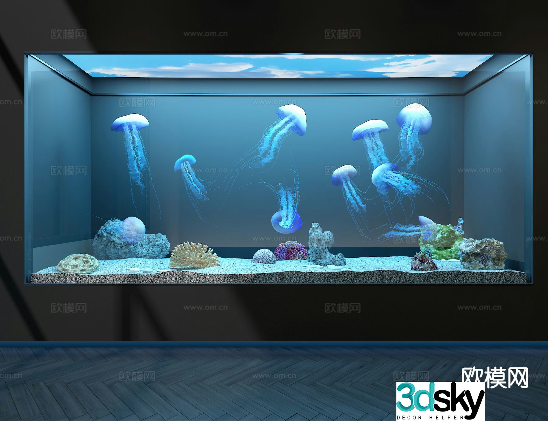 Ecological fish tank aquarium 3d model