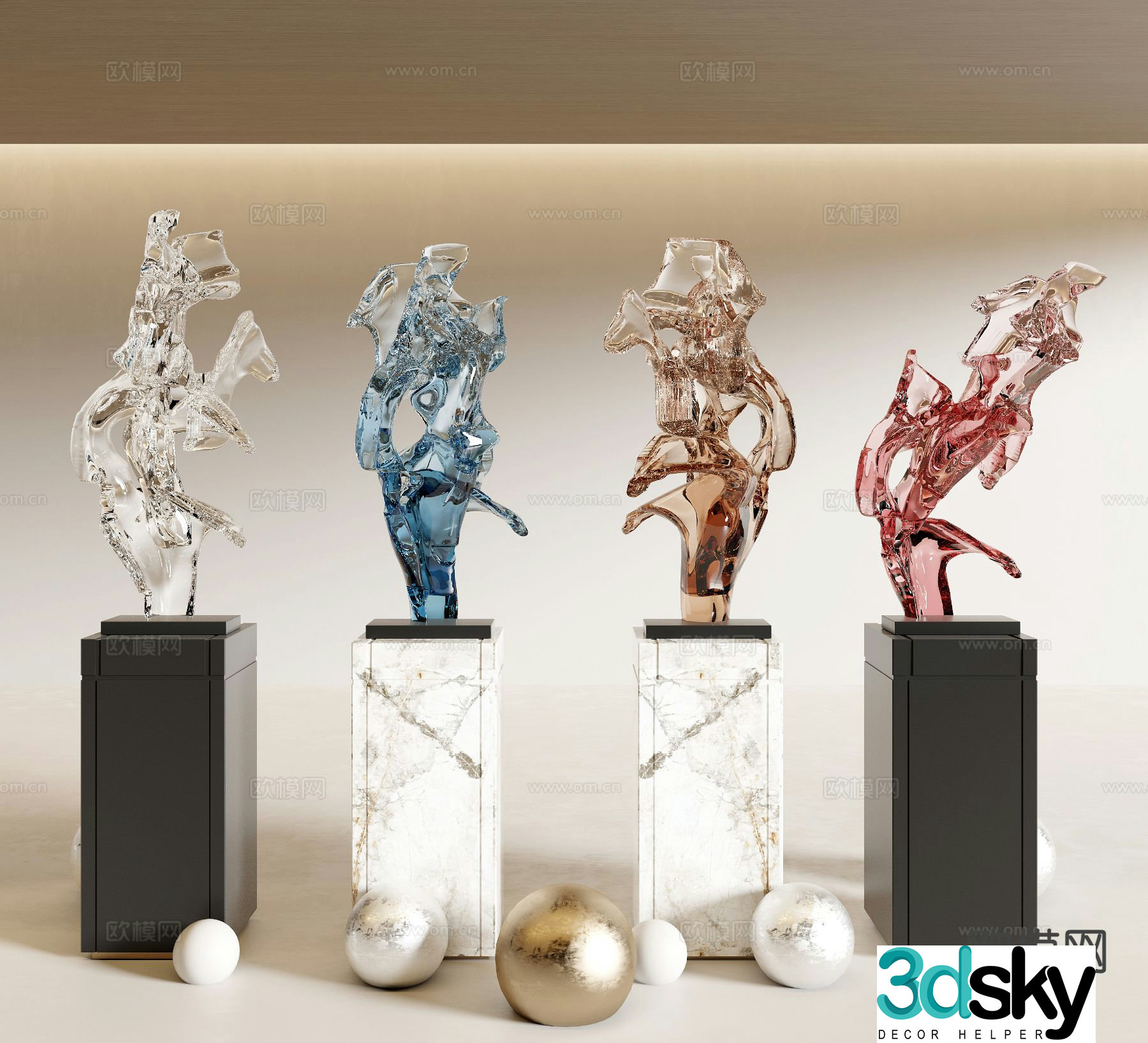 Crystal sculpture art ornament 3d model