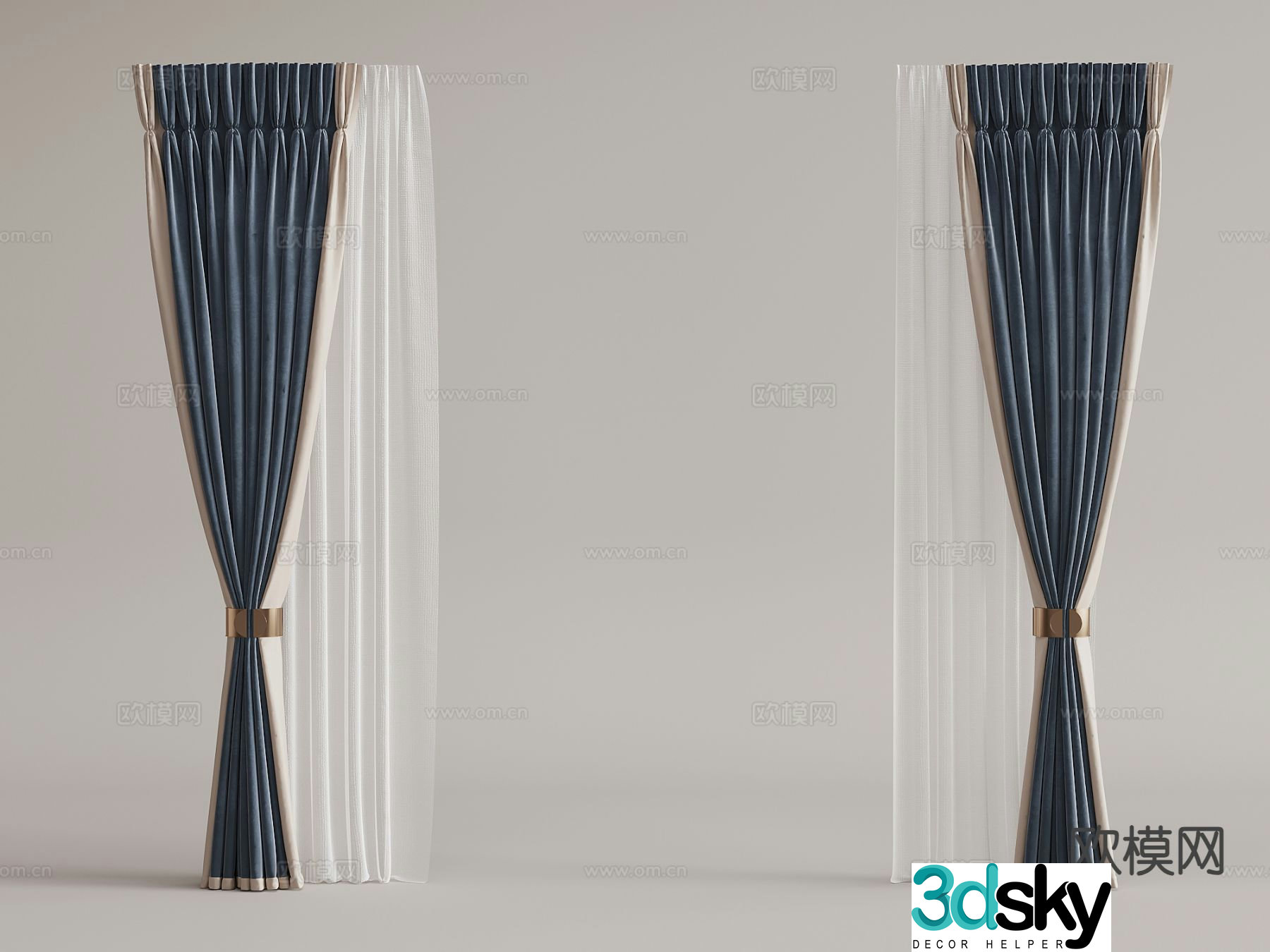 Plain curtain screen gauze curtain 3d model
