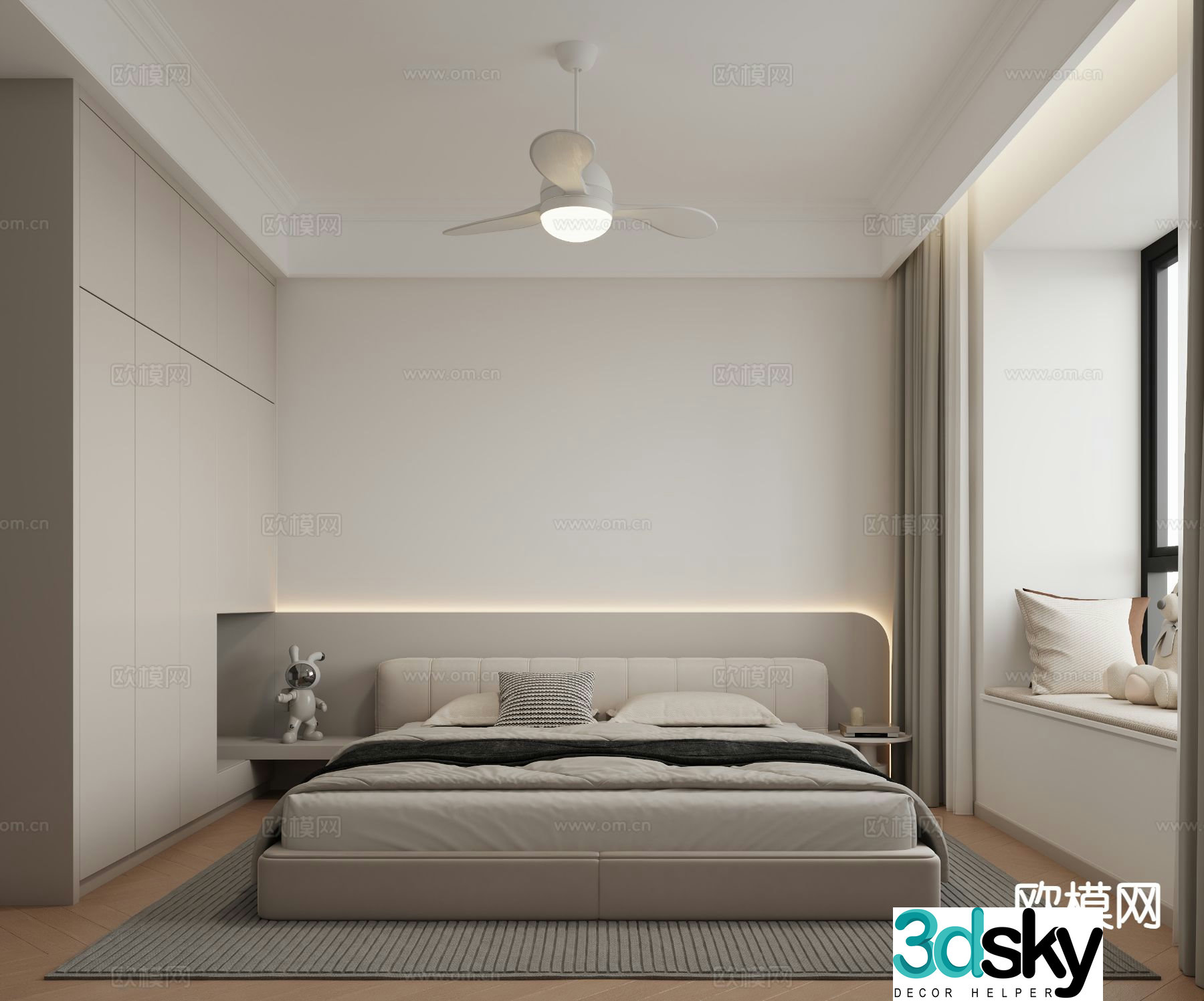 Cream style bedroom second bedroom 3D model
