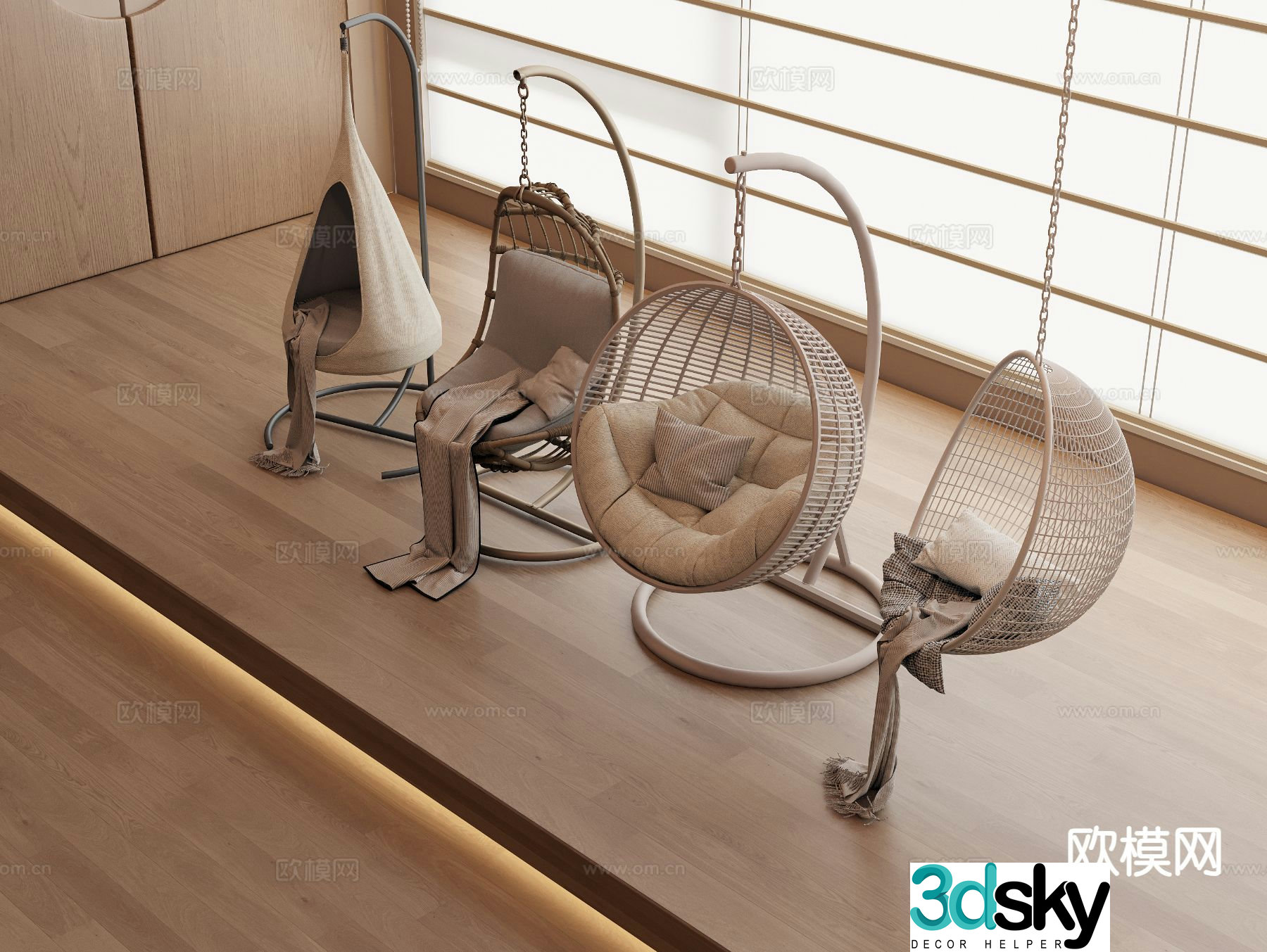 Medieval style hanging chair egg chair swing chair 3D model