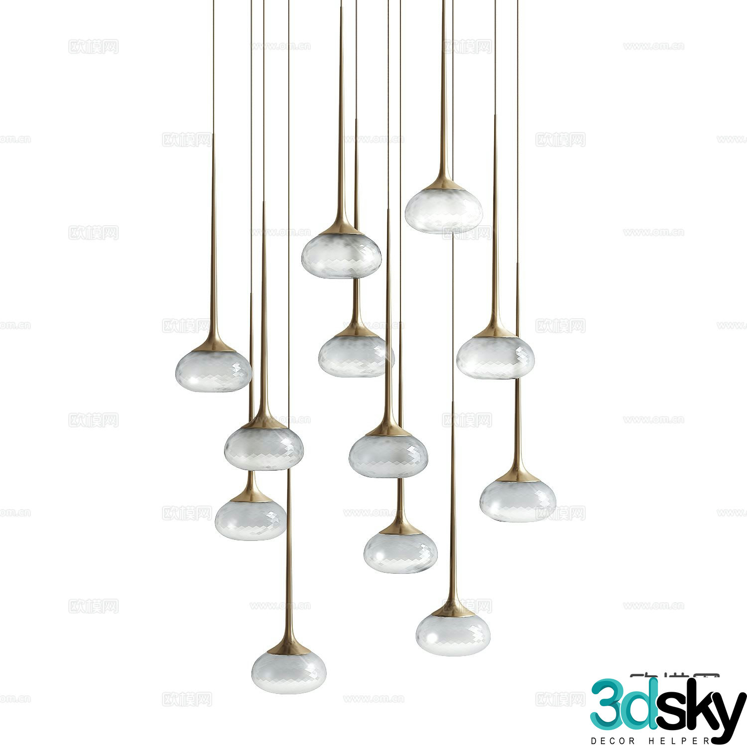 Modern glass chandelier 3d model