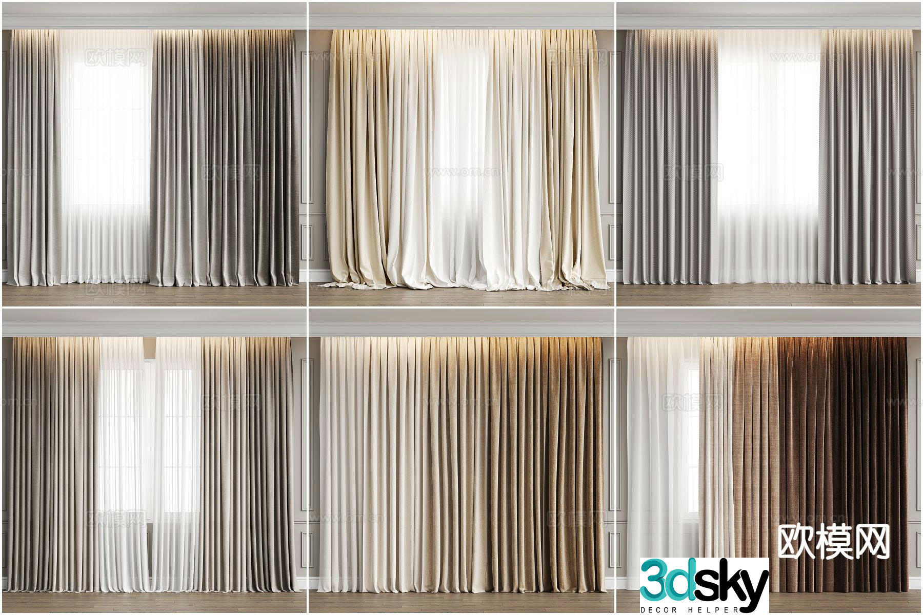 Modern home curtains 3d model