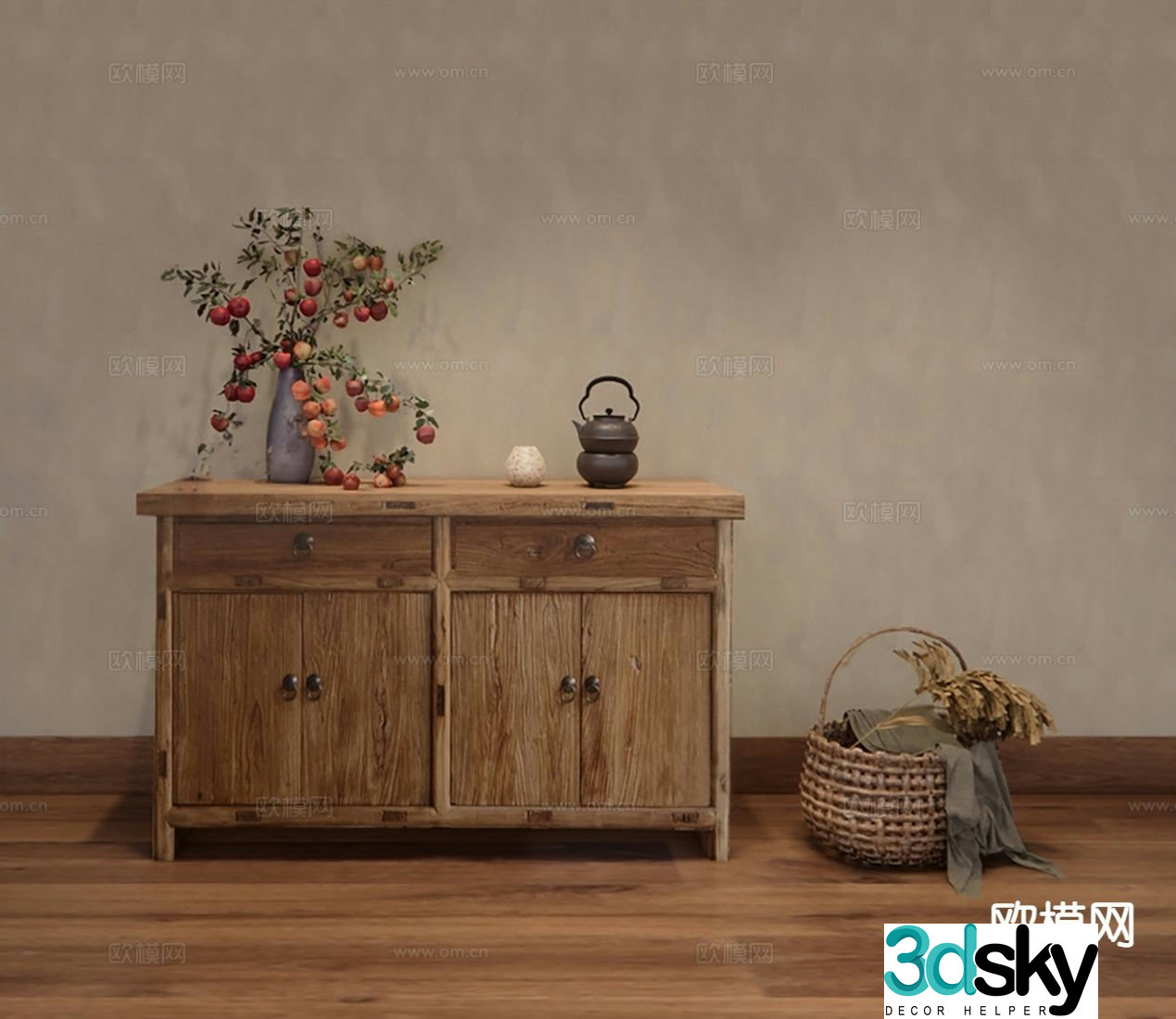 Wabi-sabi chest of drawers 3D model
