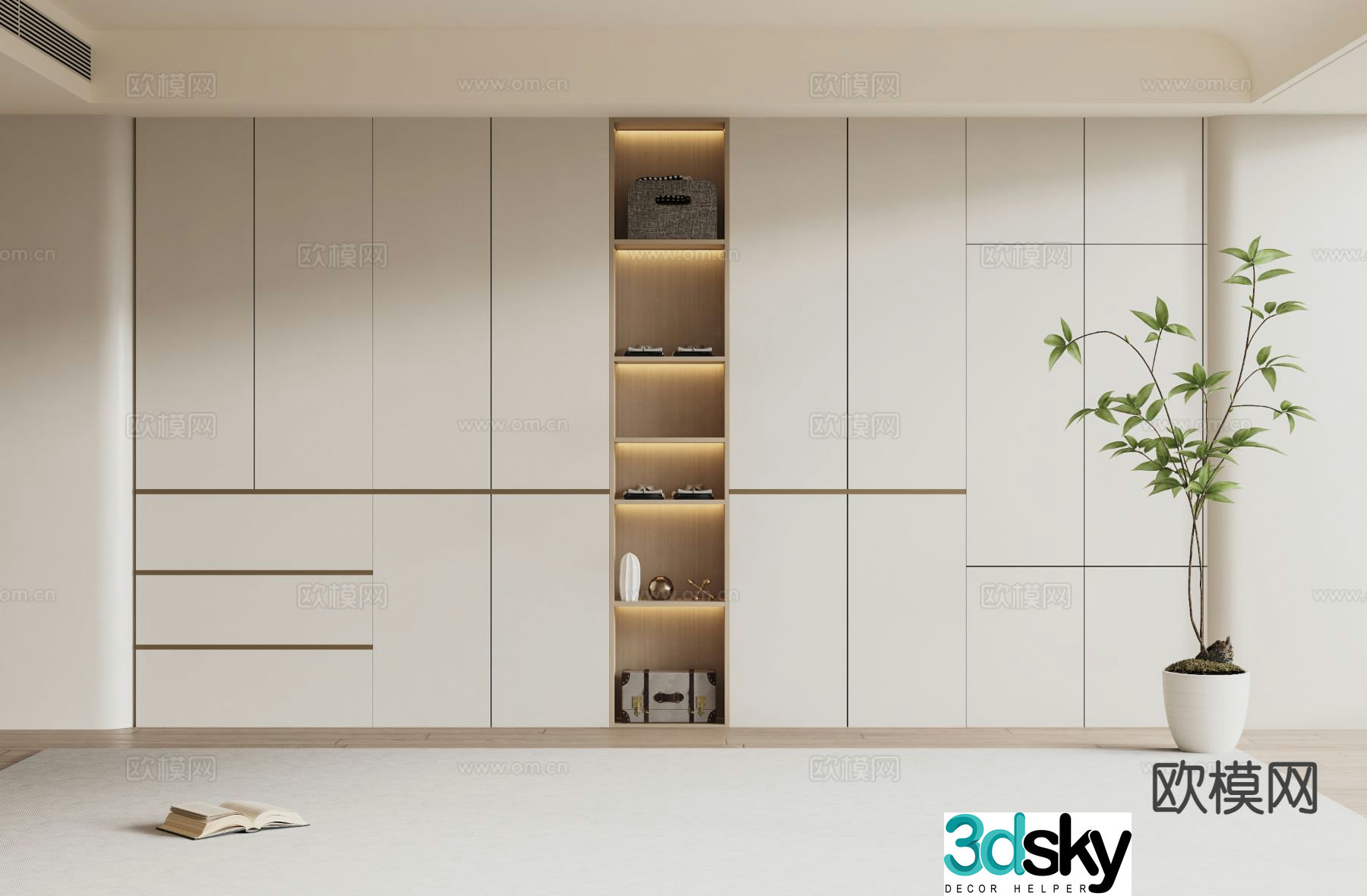Cream style wardrobe 3d model