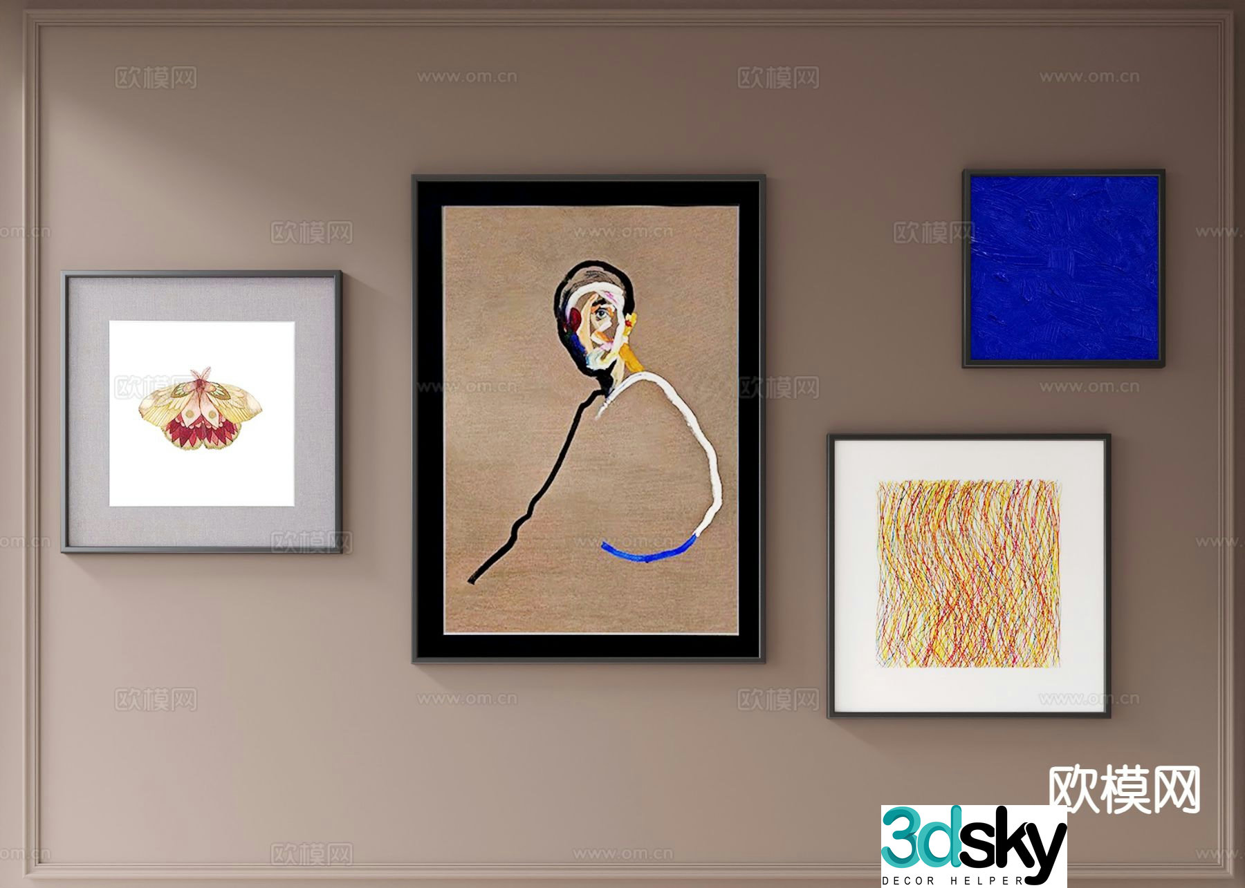 Medieval style figure painting abstract painting decorative painting 3D model