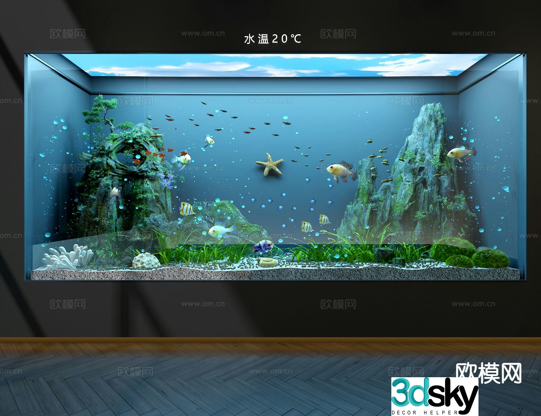 Ecological fish tank aquarium 3d model
