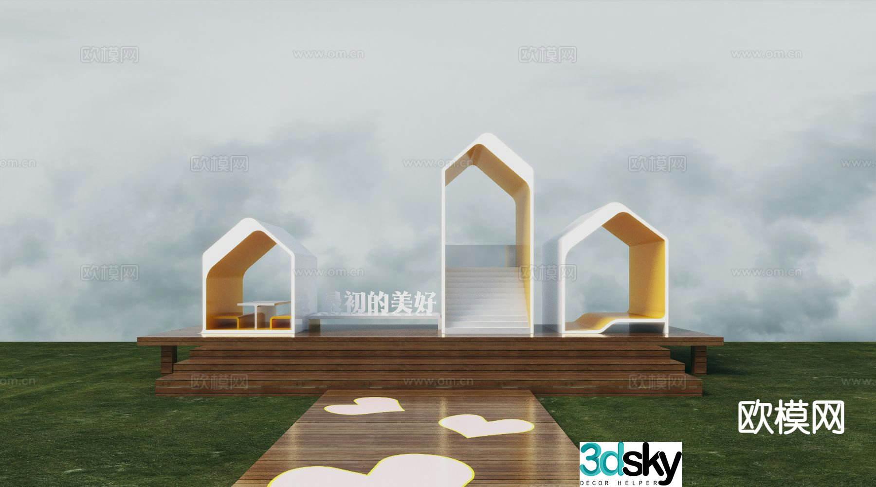 Landscape sketch 3D model of internet celebrity check-in point