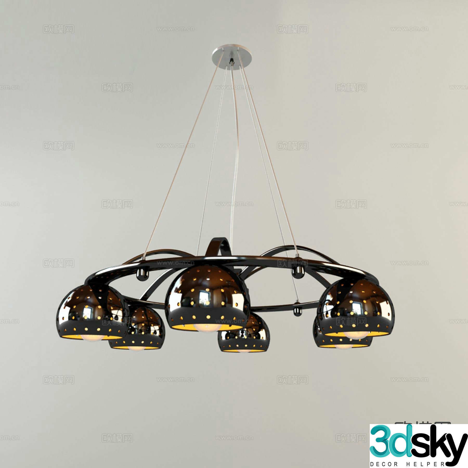 Modern multi-head chandelier indoor chandelier 3d model
