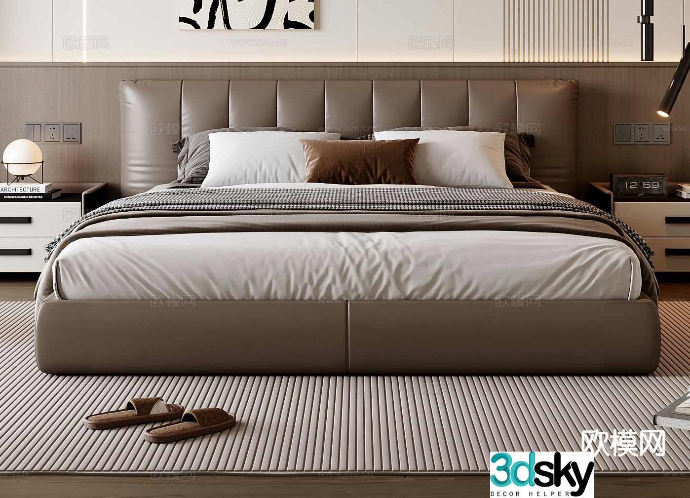 Italian double bed 3d model