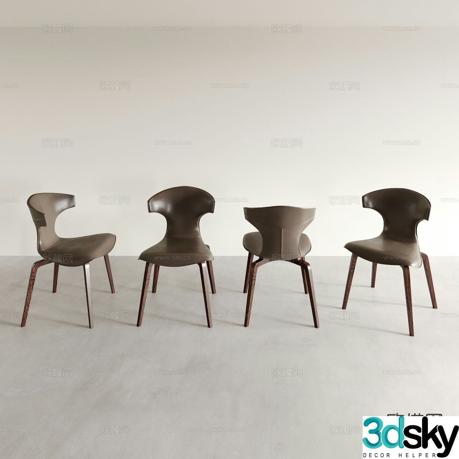 Modern single chair dining chair 3d model