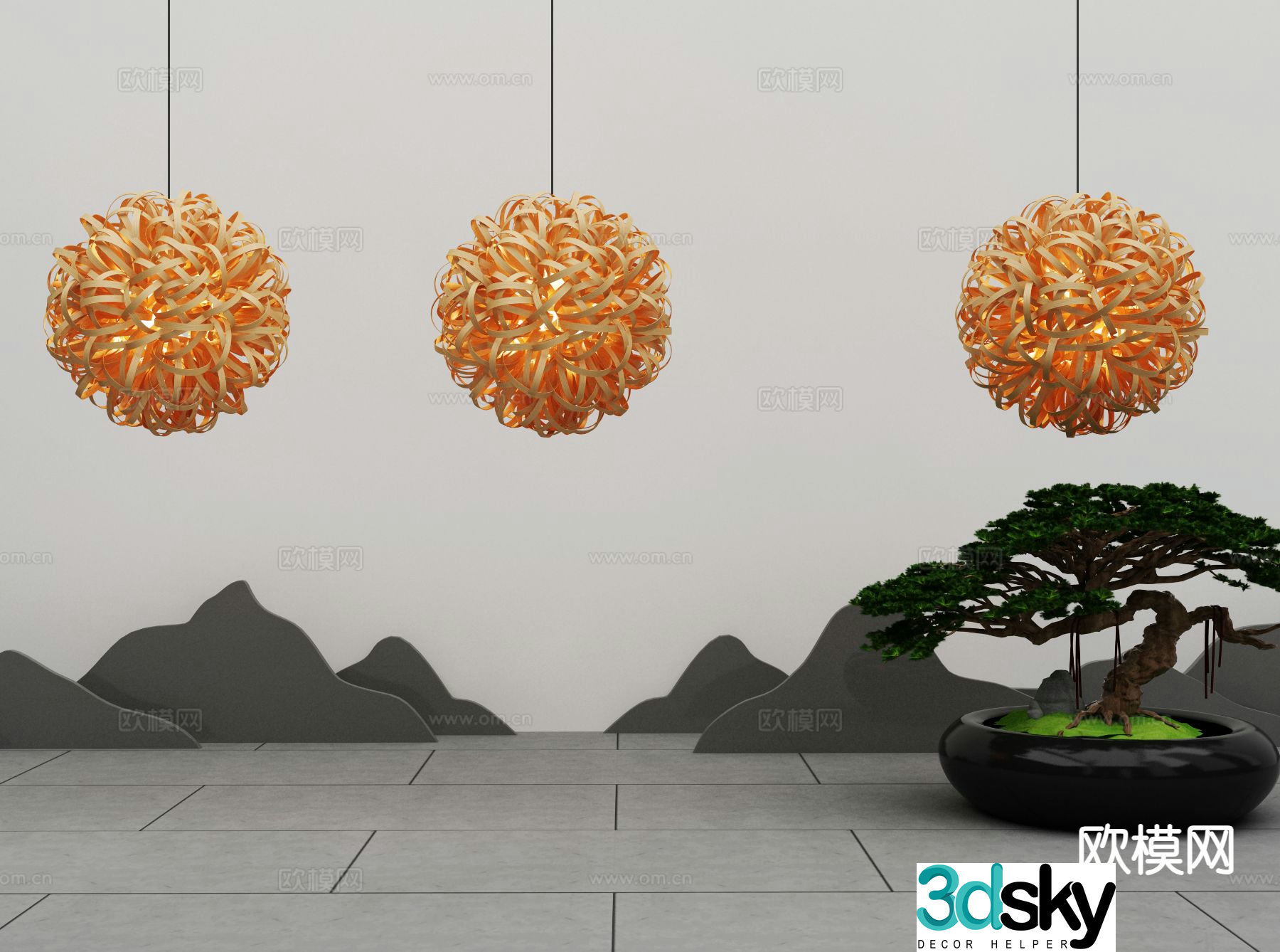 New Chinese style chandelier art chandelier 3d model