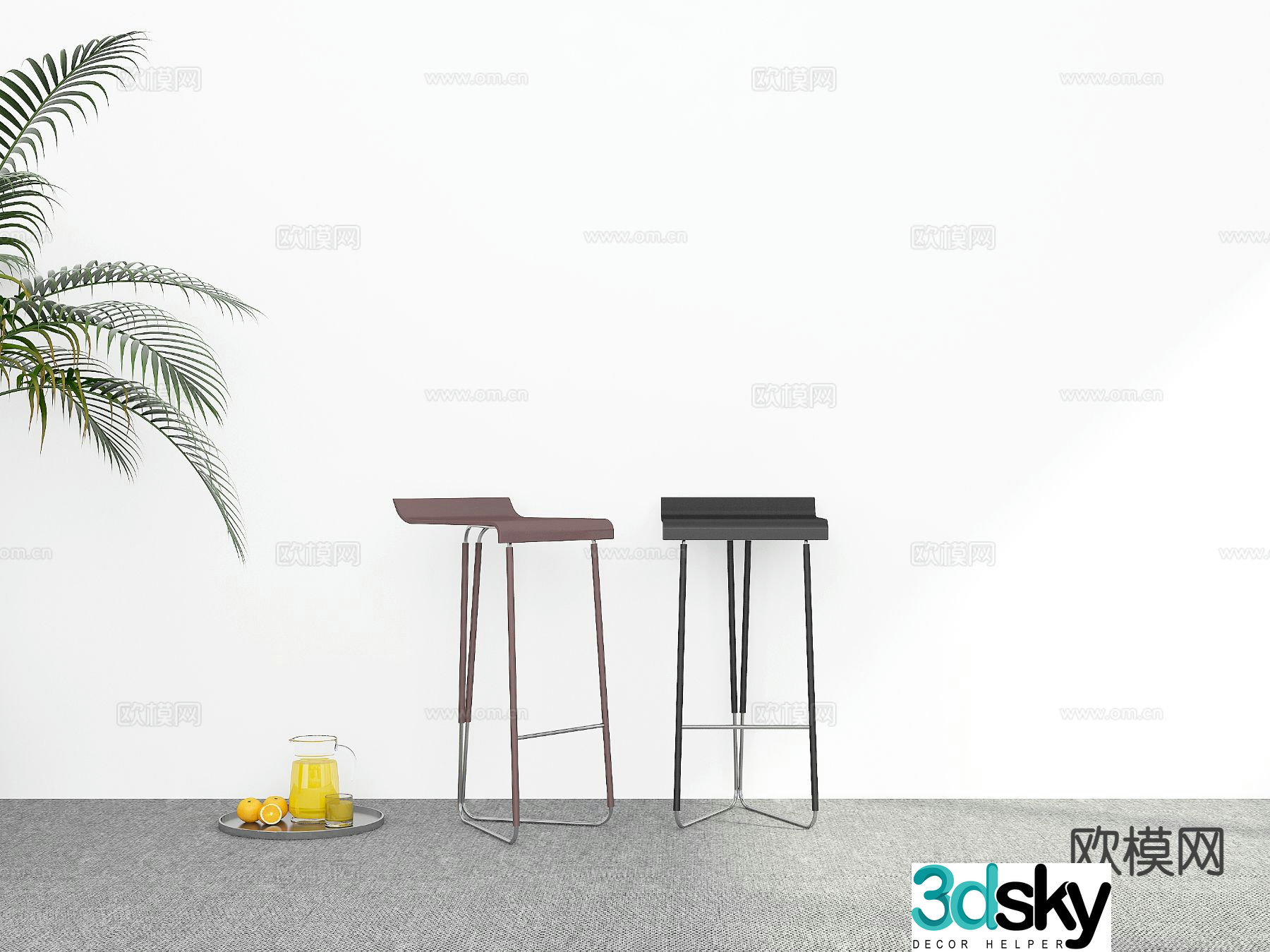 Modern bar stool bar stool high stool 3d model