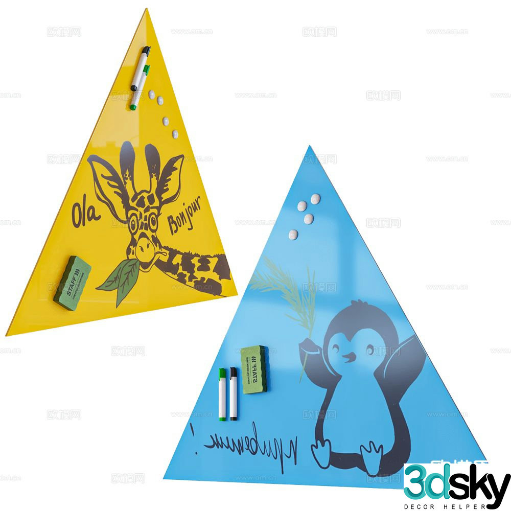 ASKELL triangular whiteboard drawing board 3d model