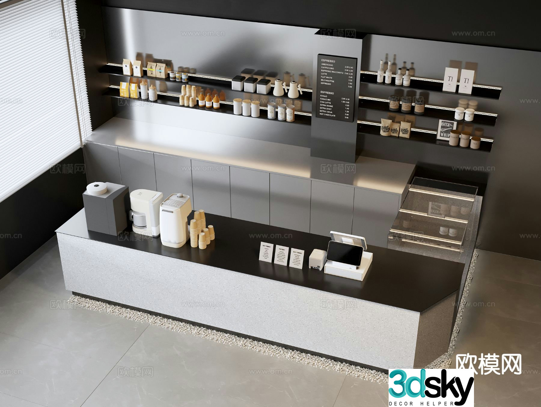 Coffee shop operation table workbench 3d model