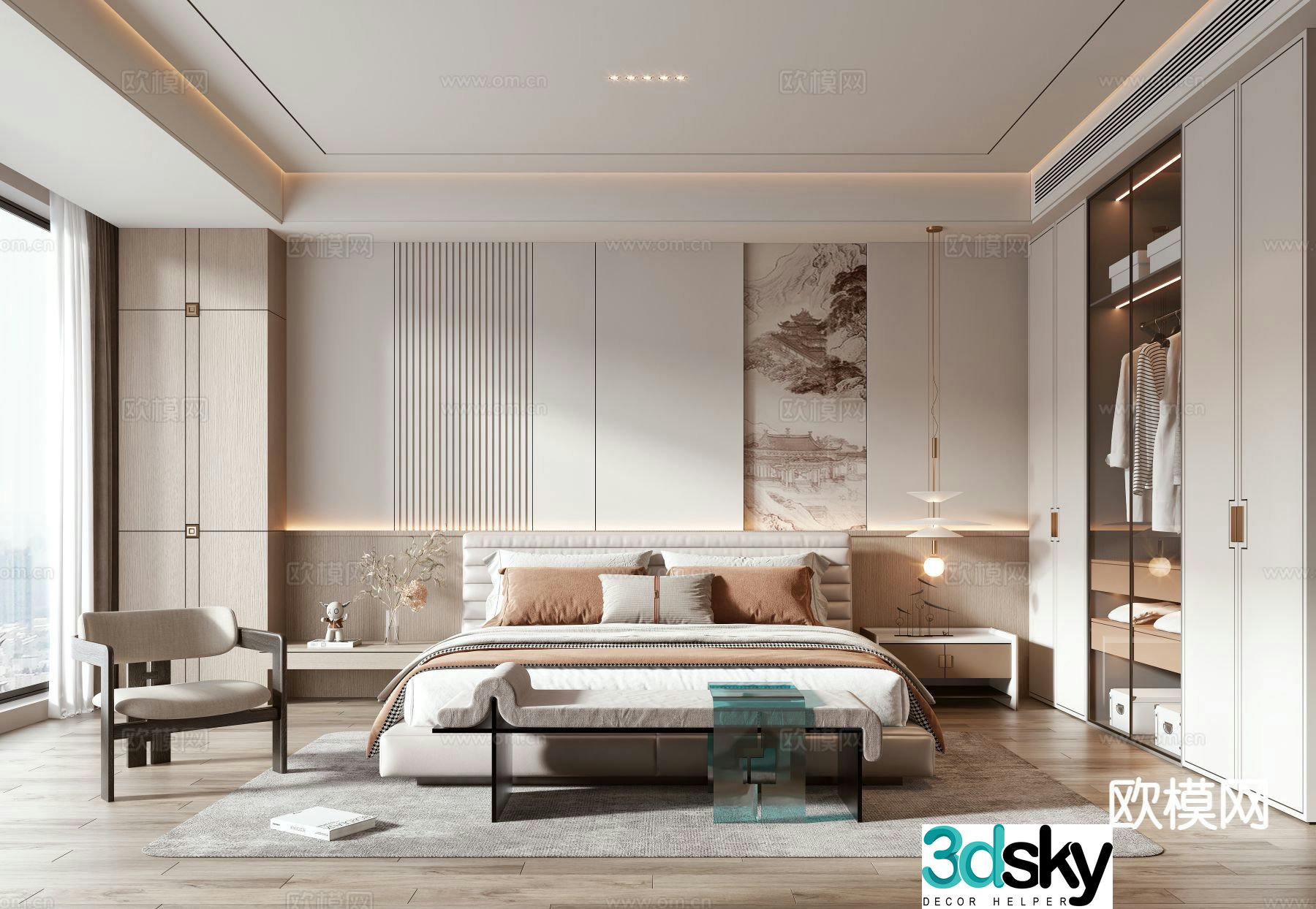 New Chinese style bedroom master bedroom 3d model