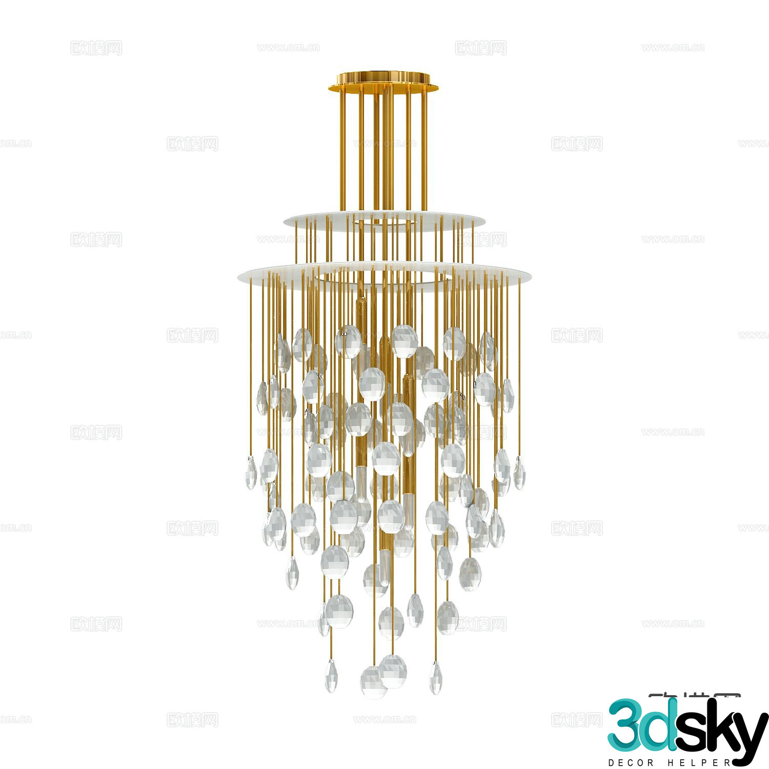 Light luxury chandelier crystal chandelier 3d model