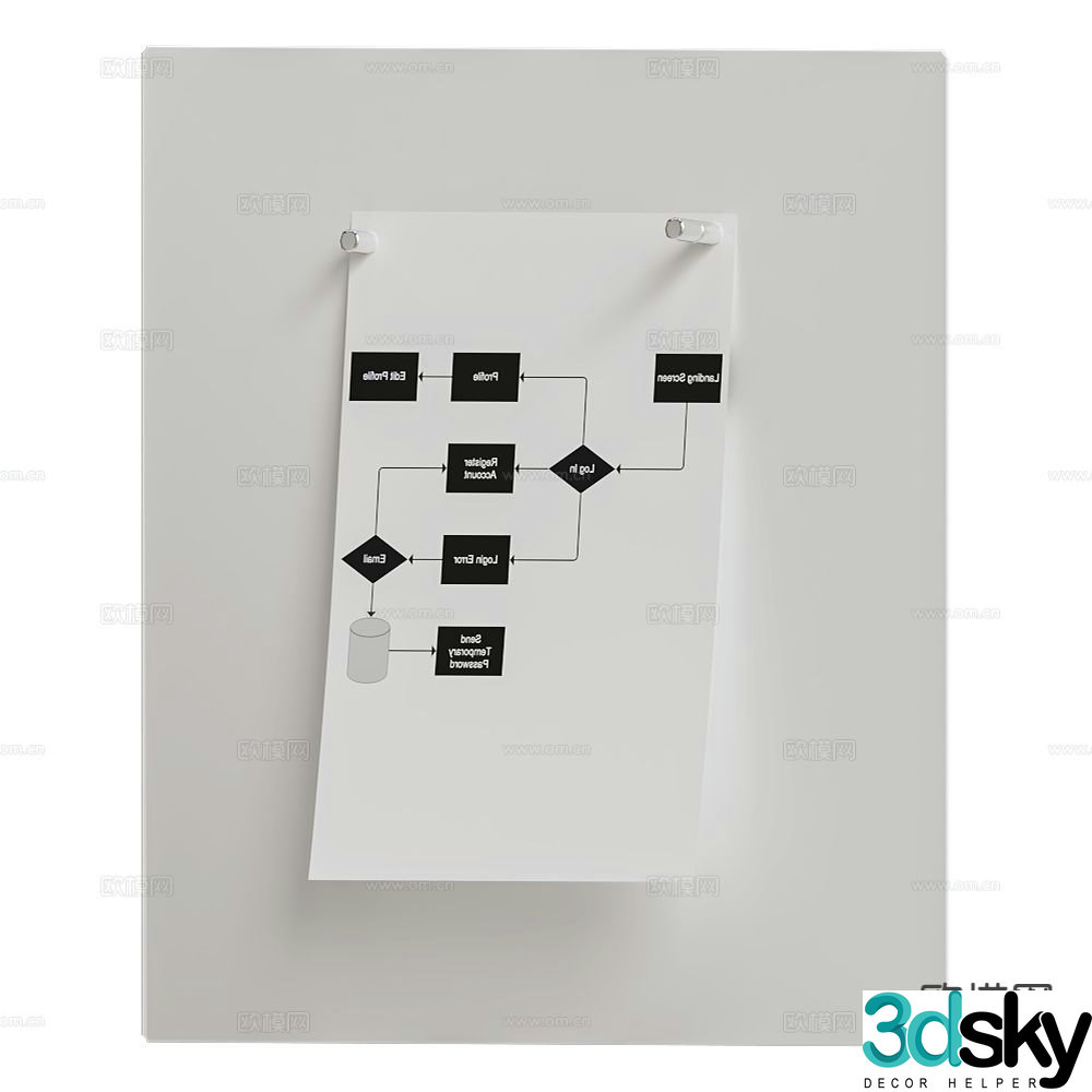 Zuiver Group Note Wall Magnetic Board Wall Decoration 3D Model
