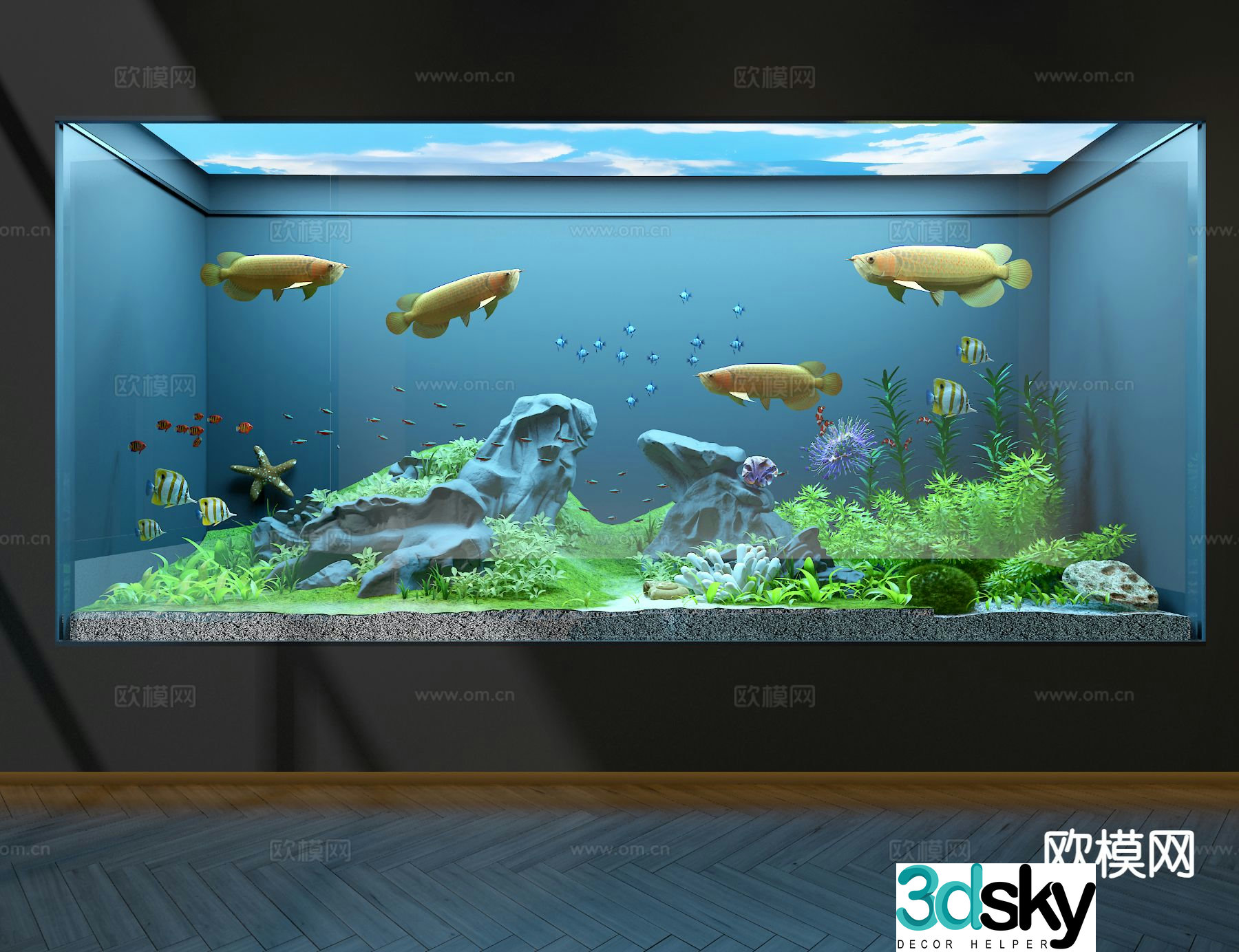 Ecological fish tank aquarium 3d model