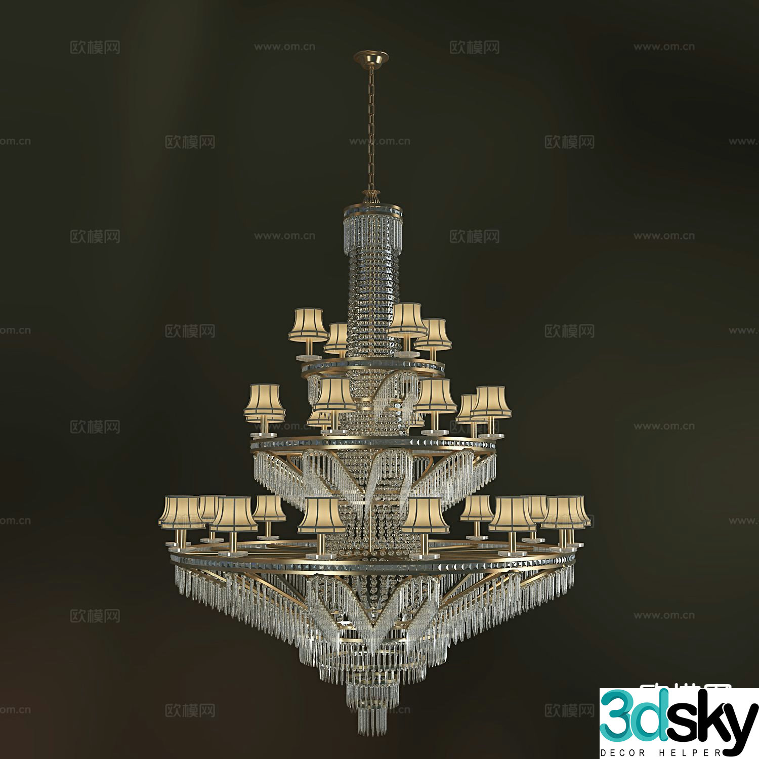 Neoclassical chandelier crystal lamp 3d model