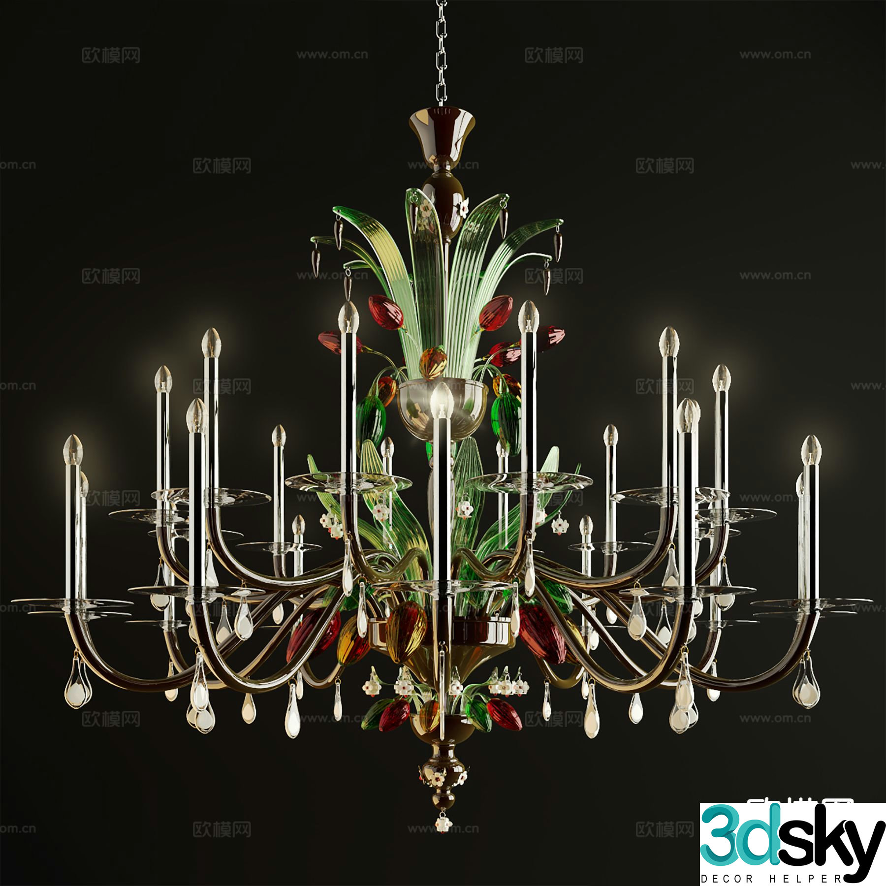European style chandelier candlestick chandelier indoor chandelier 3d model