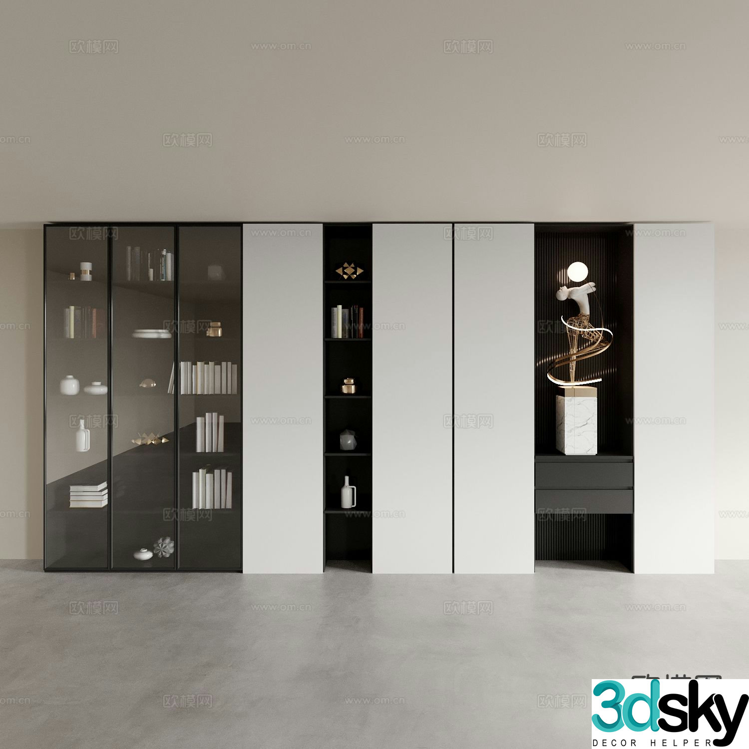Modern decorative cabinet shelf 3d model
