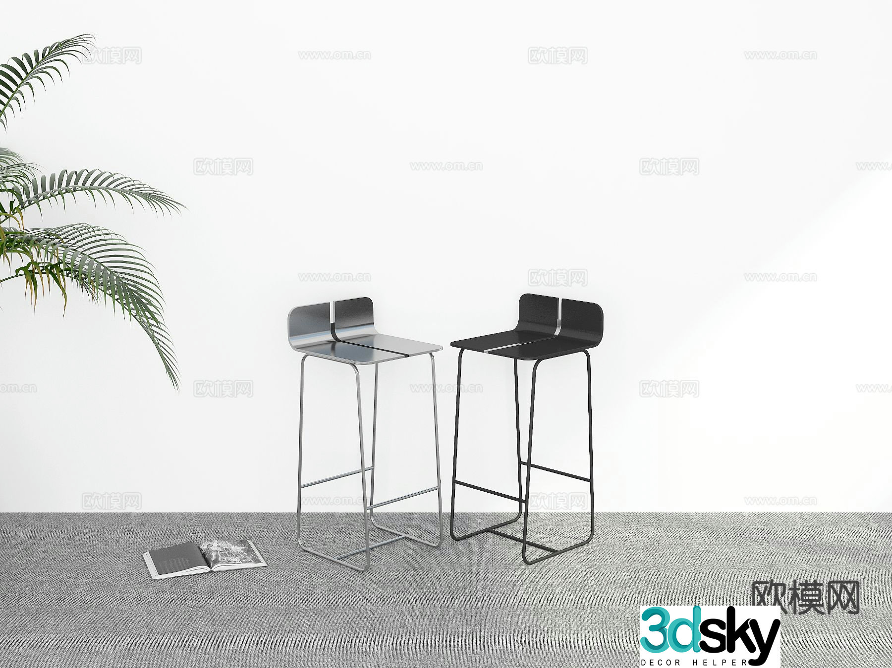 Modern bar stool bar stool high stool 3d model