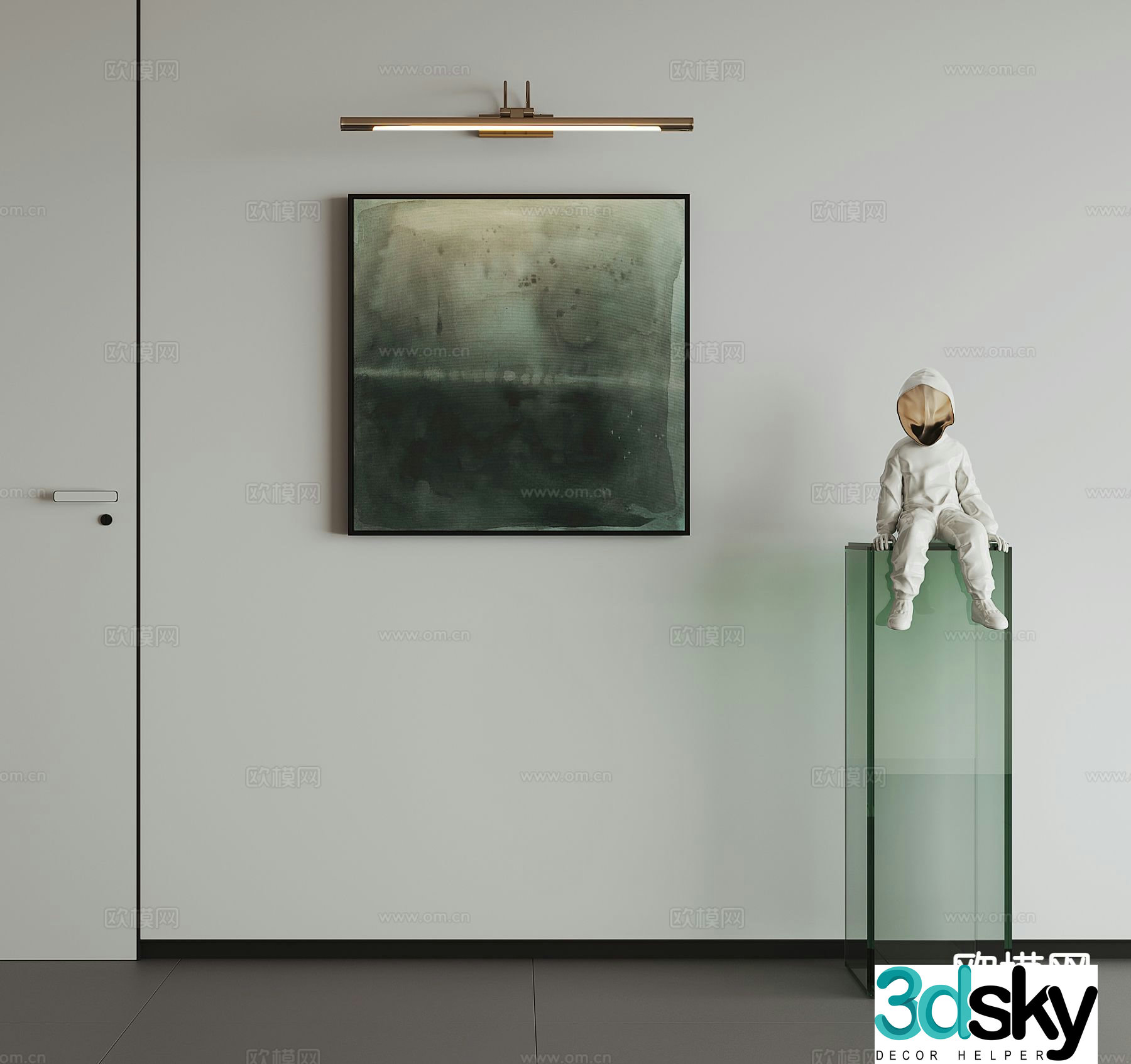 Modern decorative painting oil painting metal pole hanging painting 3D model