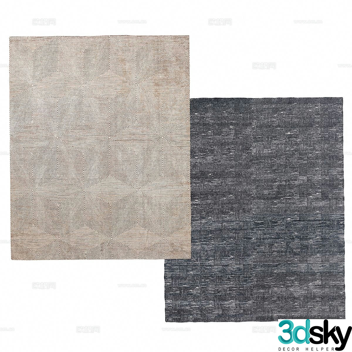 abstract carpet square rug 3d model