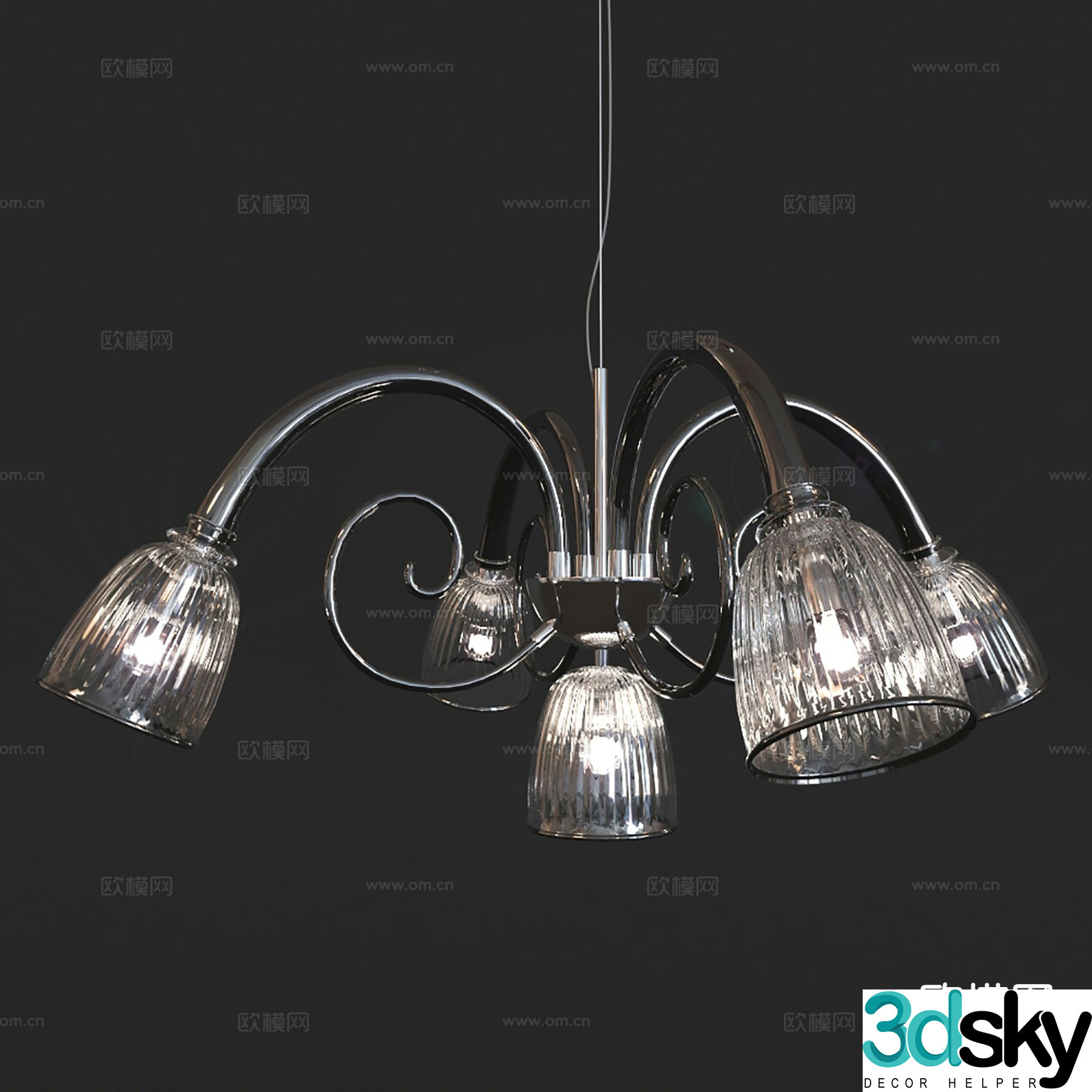 Simple European chandelier glass chandelier 3d model