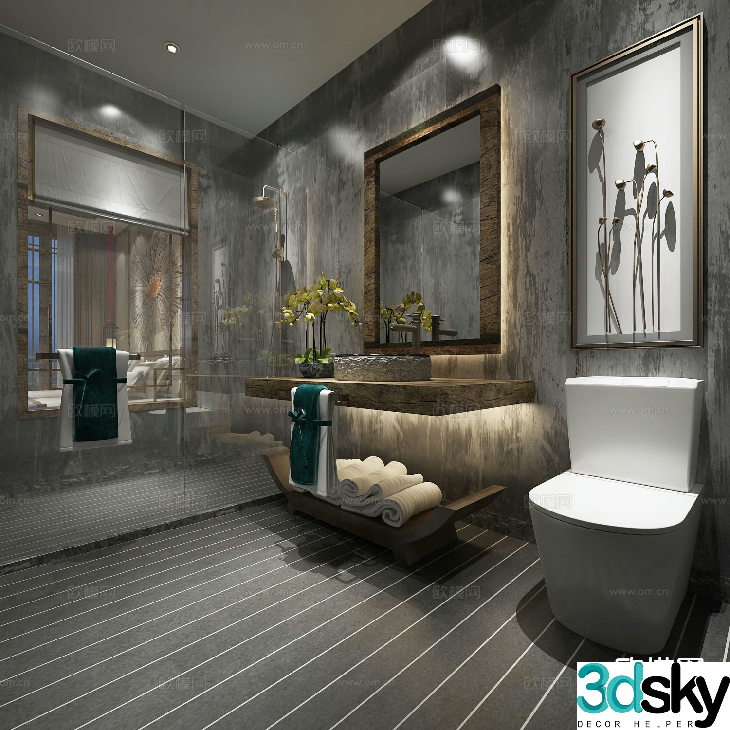 New Chinese style bathroom bathroom 3d model