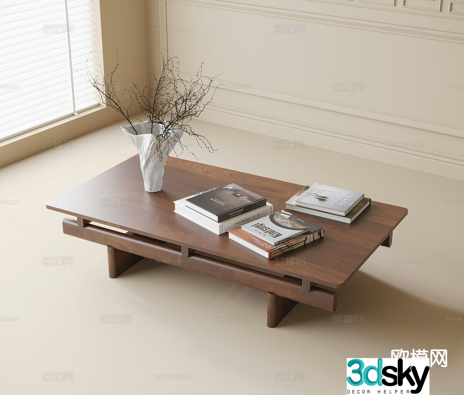 Medieval style coffee table solid wood coffee table 3d model
