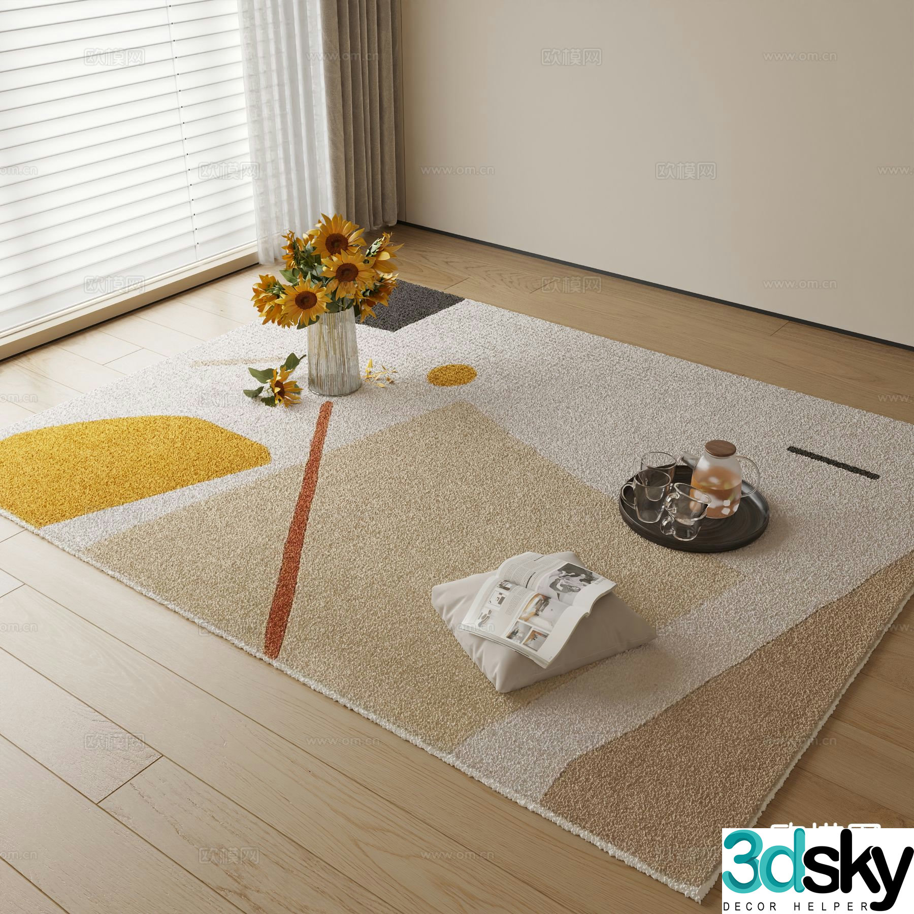 Modern square carpet 3d model