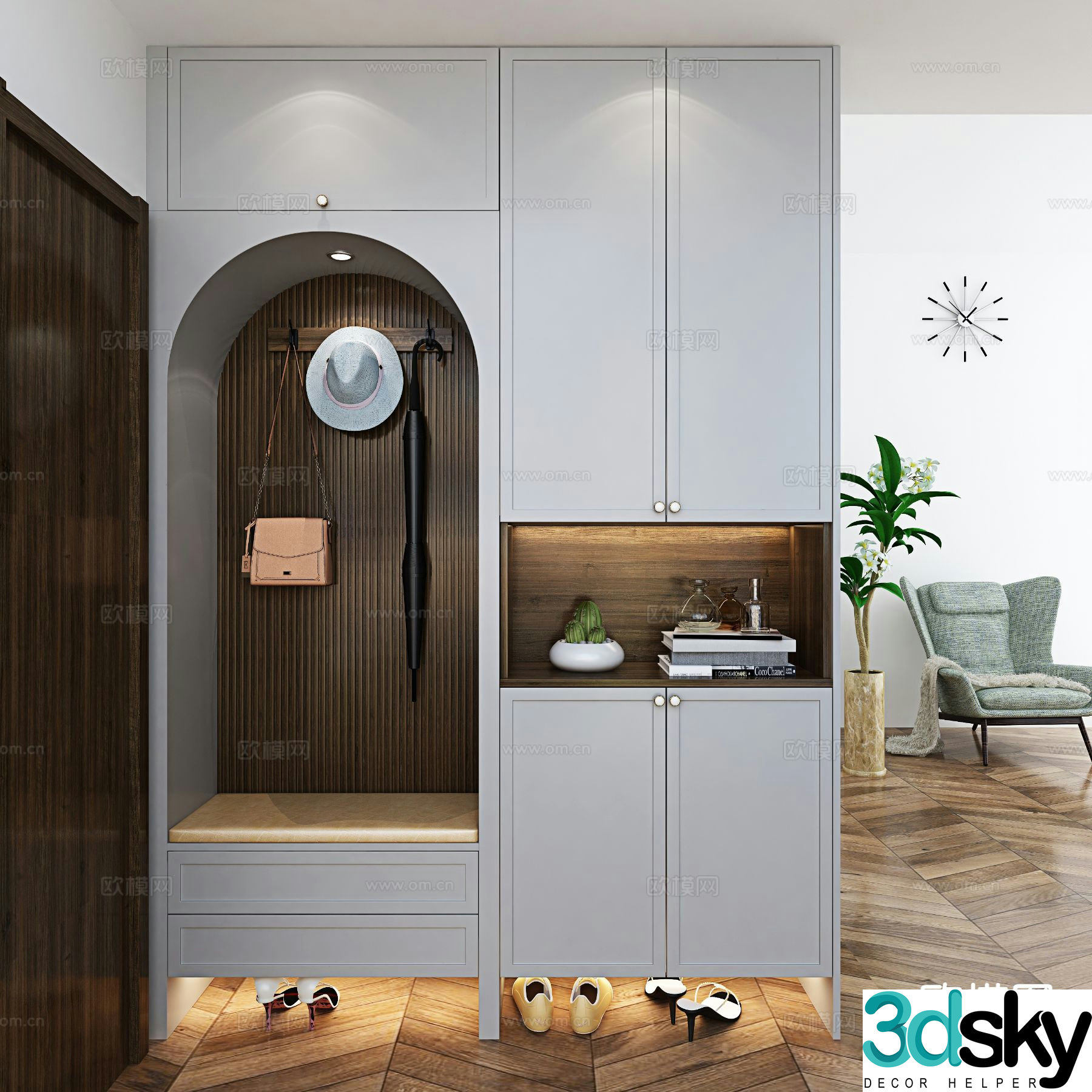 Modern entrance shoe cabinet 3d model