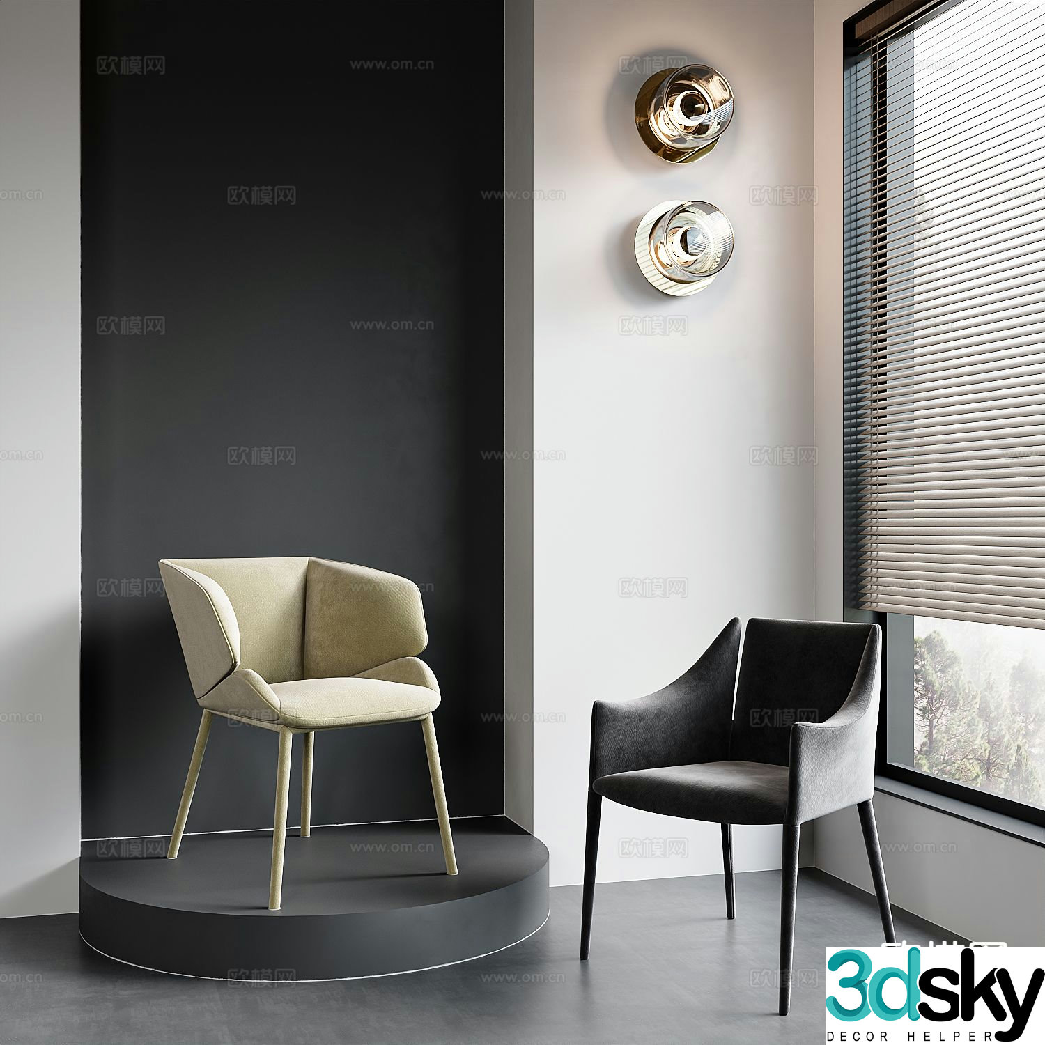 Modern single chair dining chair 3d model