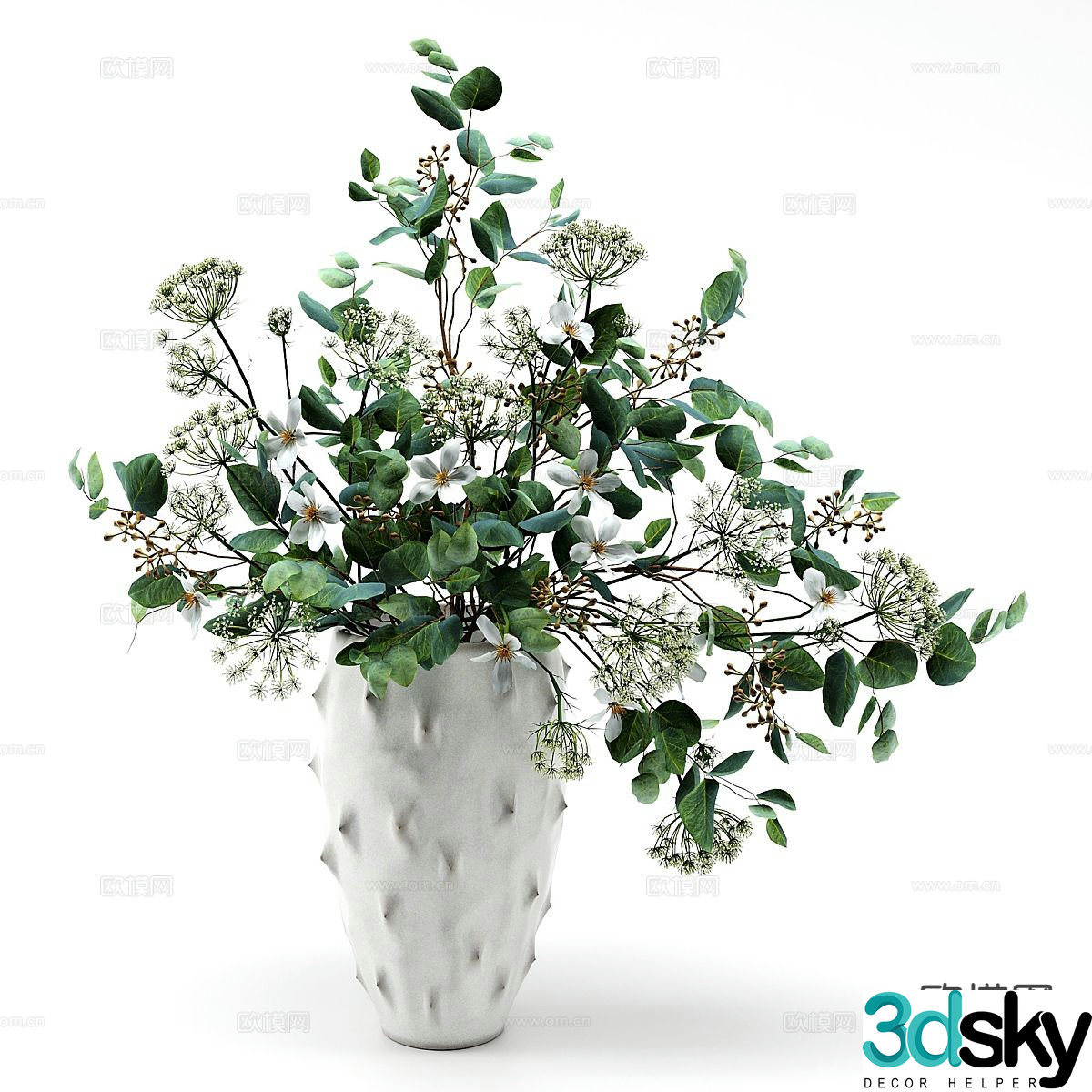 Modern floral vase 3d model