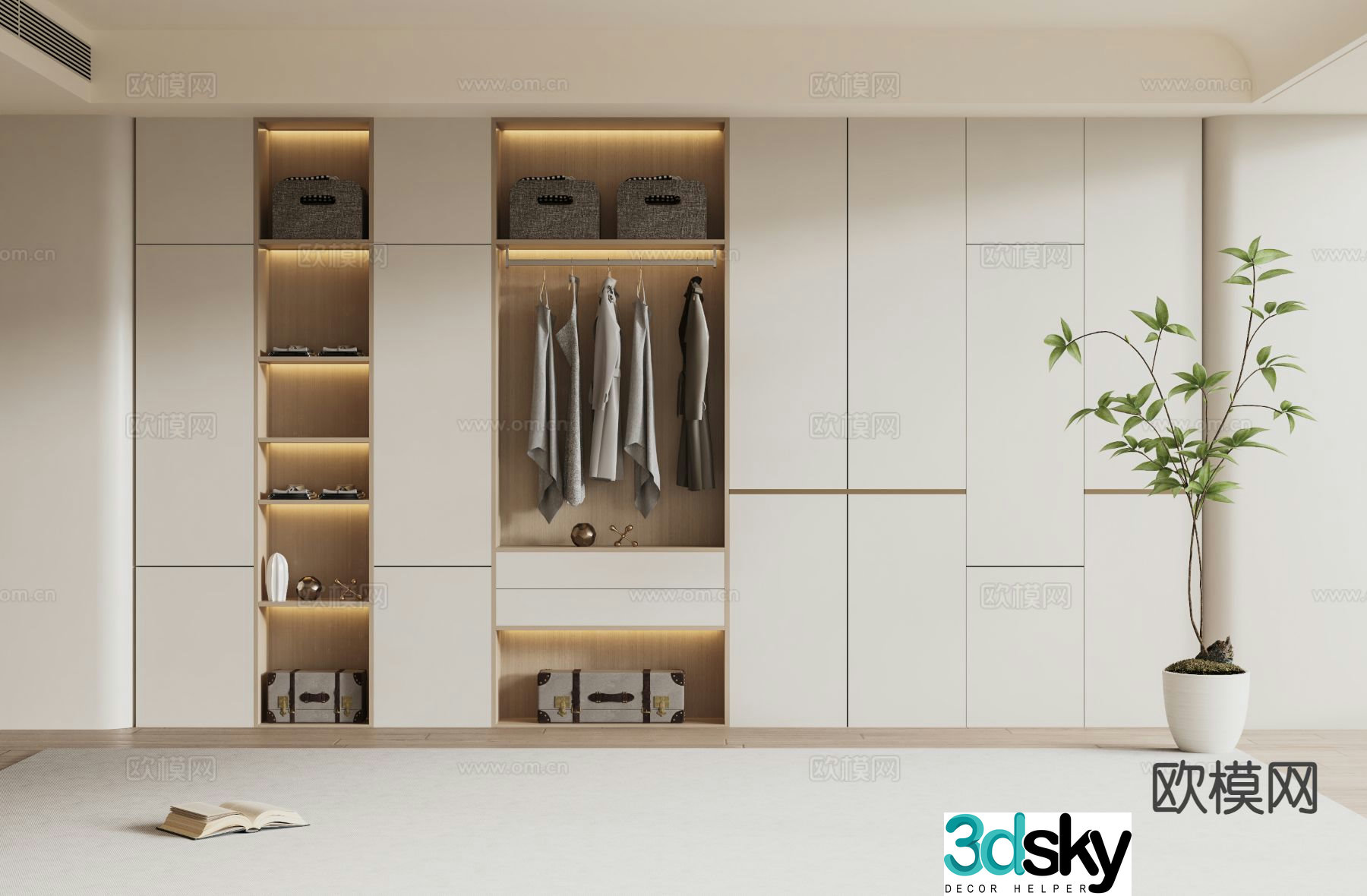 Cream style wardrobe 3d model