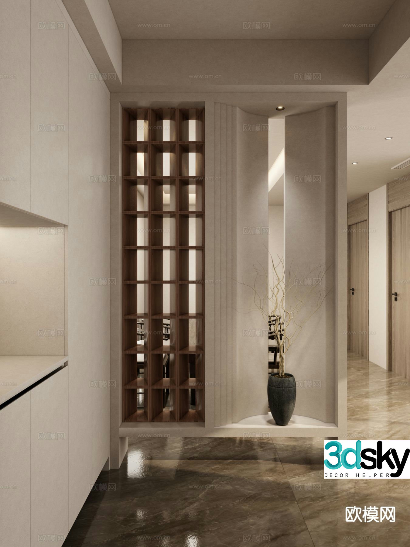 Modern entrance hall partition 3D model