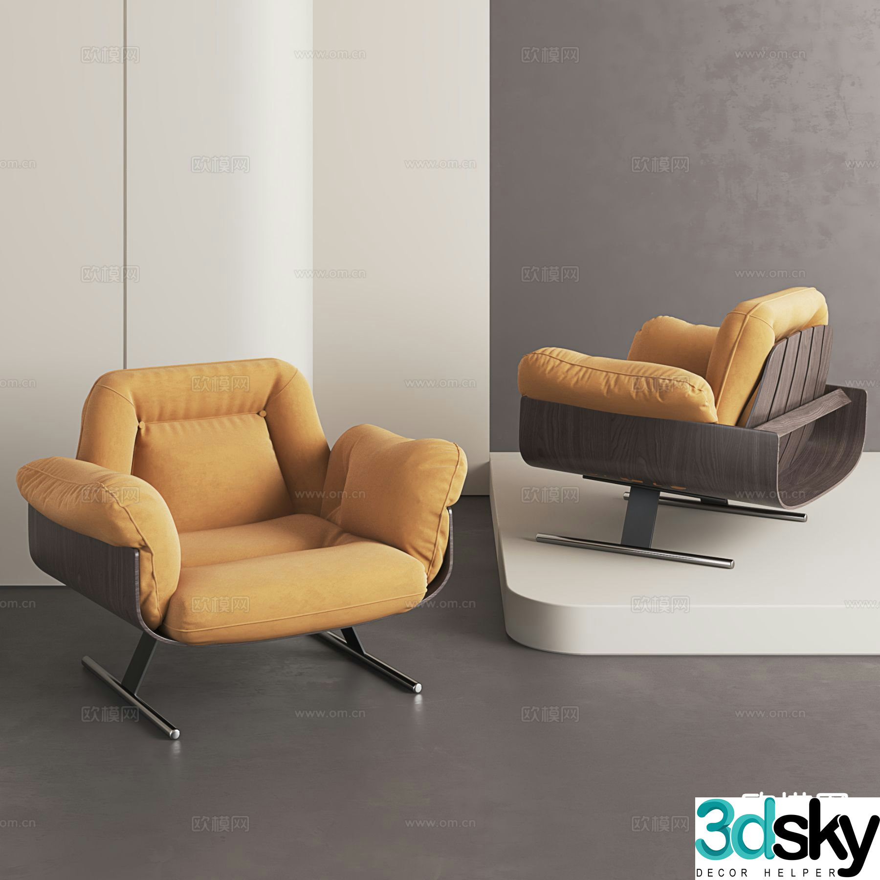 Modern single sofa leisure sofa 3d model